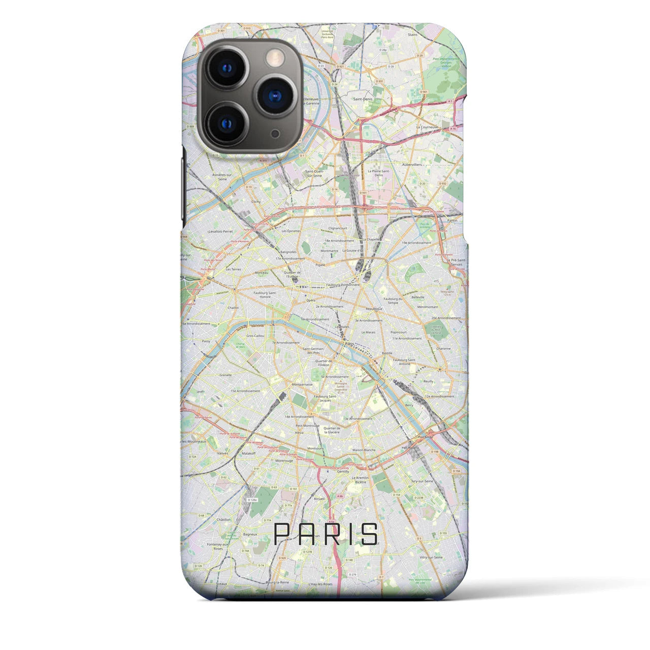 【パリ】地図柄iPhoneケース（バックカバータイプ・ナチュラル）iPhone 11 Pro Max 用