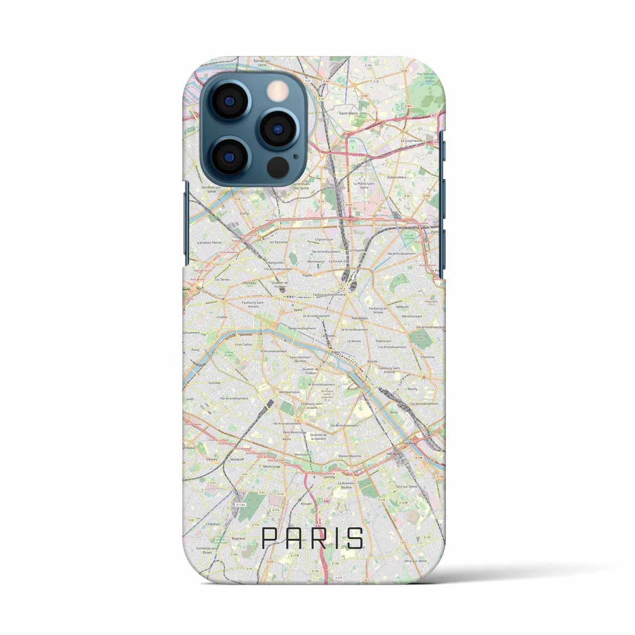 【パリ】地図柄iPhoneケース（バックカバータイプ・ナチュラル）iPhone 12 / 12 Pro 用