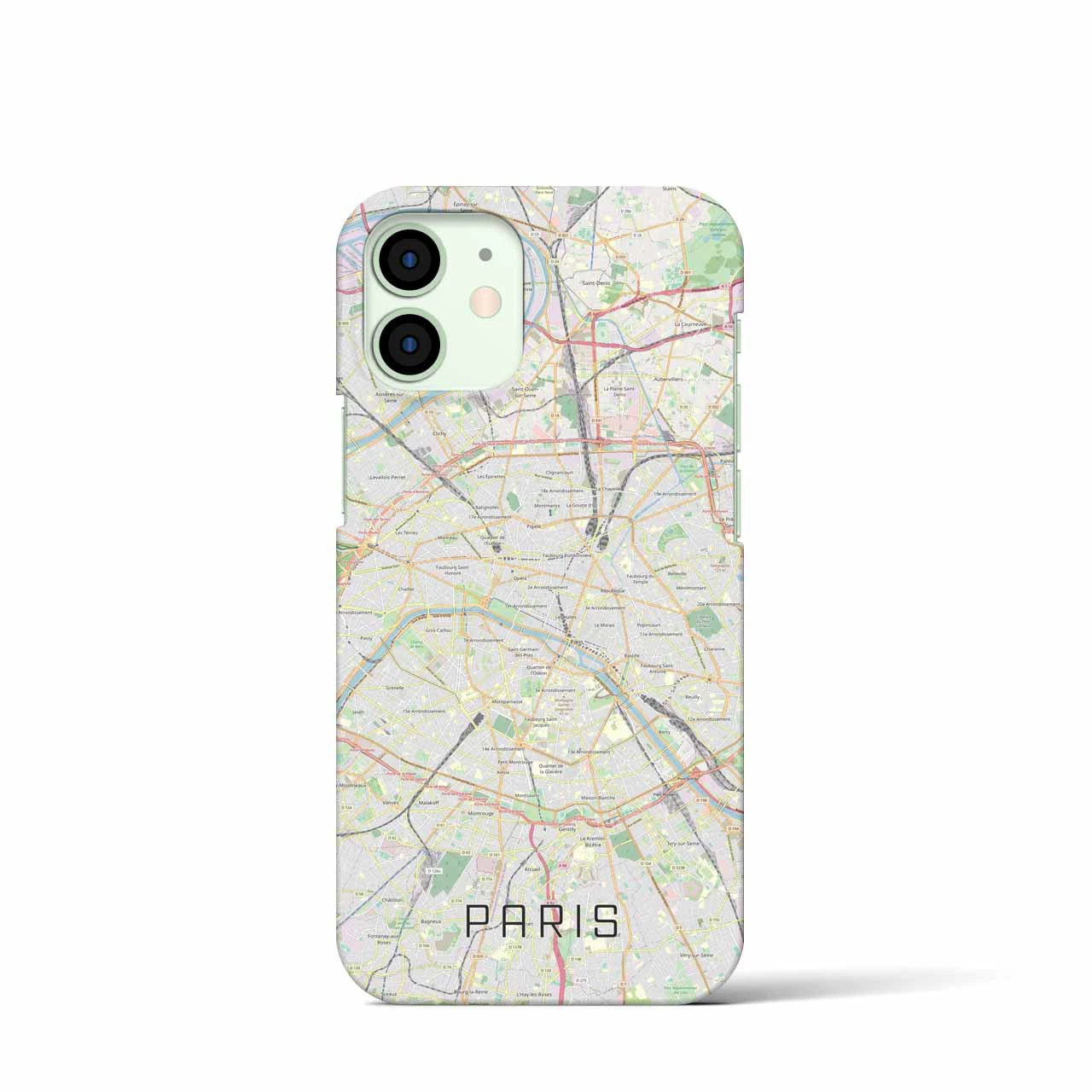 【パリ】地図柄iPhoneケース（バックカバータイプ・ナチュラル）iPhone 12 mini 用