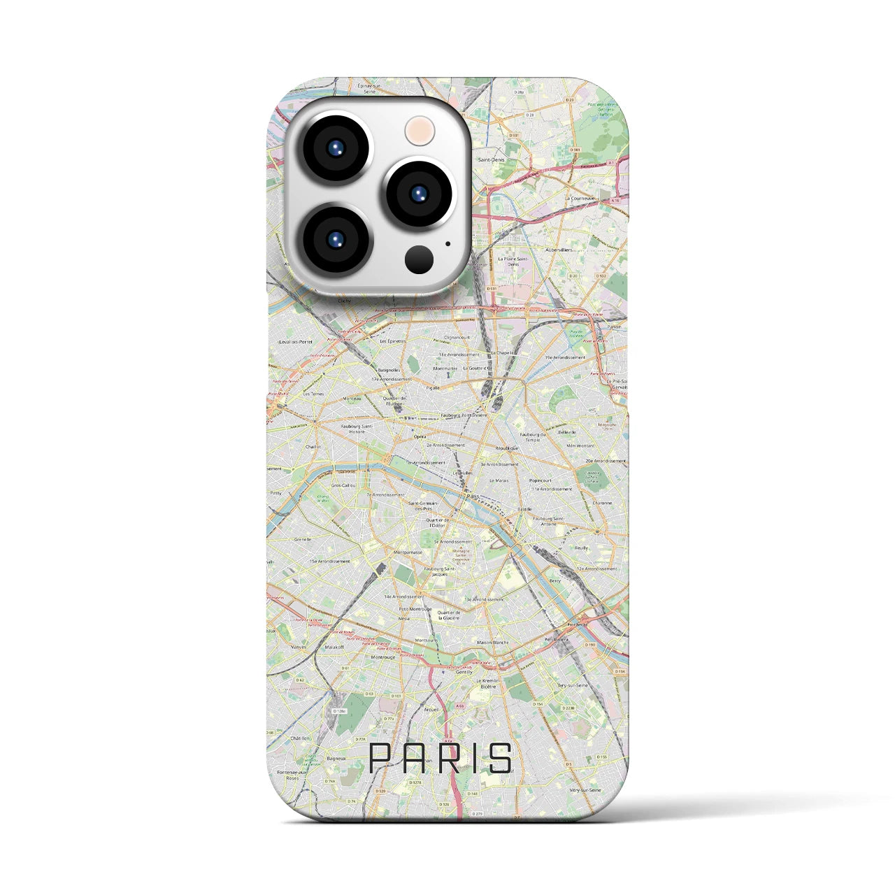 【パリ】地図柄iPhoneケース（バックカバータイプ・ナチュラル）iPhone 13 Pro 用