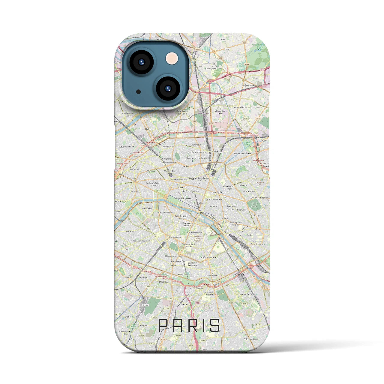 【パリ】地図柄iPhoneケース（バックカバータイプ・ナチュラル）iPhone 13 用