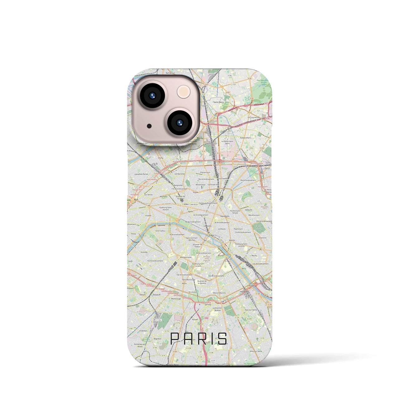【パリ】地図柄iPhoneケース（バックカバータイプ・ナチュラル）iPhone 13 mini 用