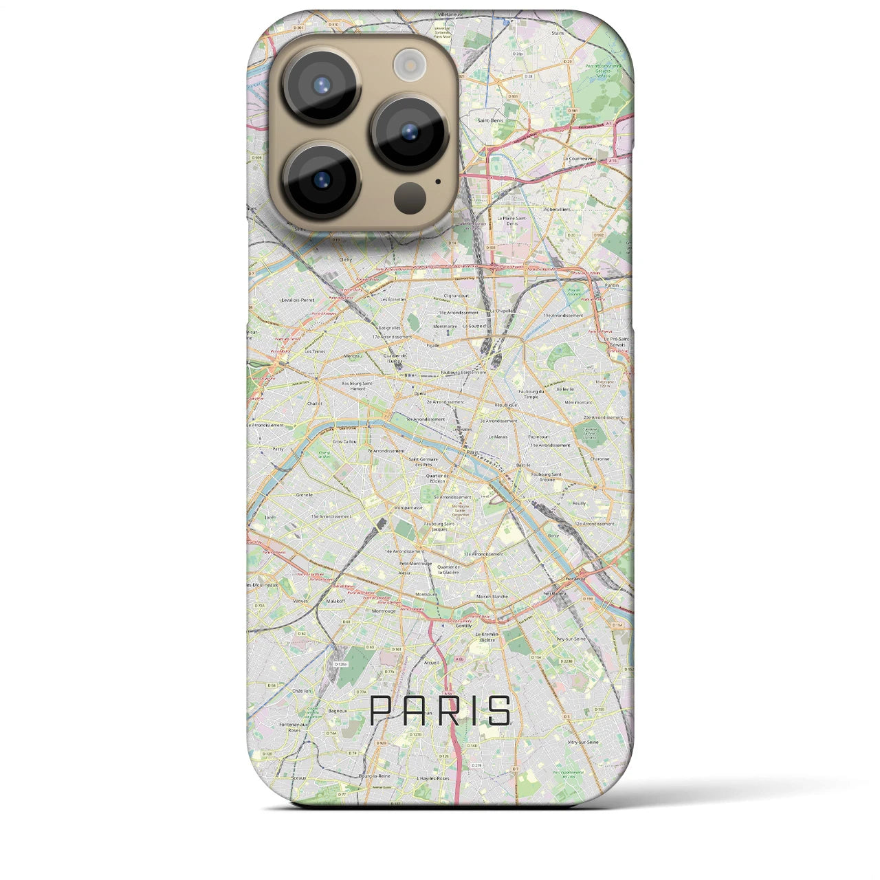 【パリ】地図柄iPhoneケース（バックカバータイプ・ナチュラル）iPhone 14 Pro Max 用