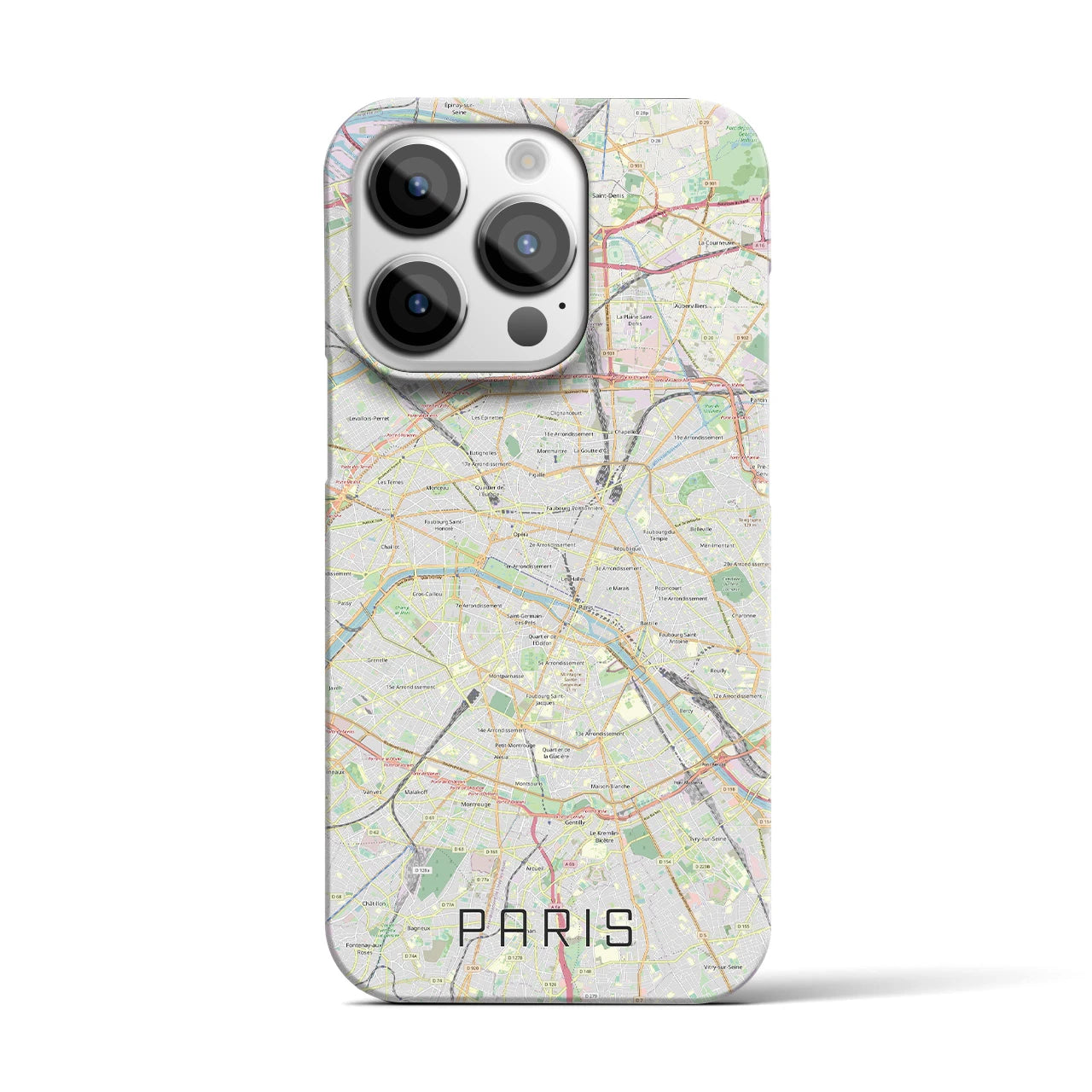 【パリ】地図柄iPhoneケース（バックカバータイプ・ナチュラル）iPhone 14 Pro 用