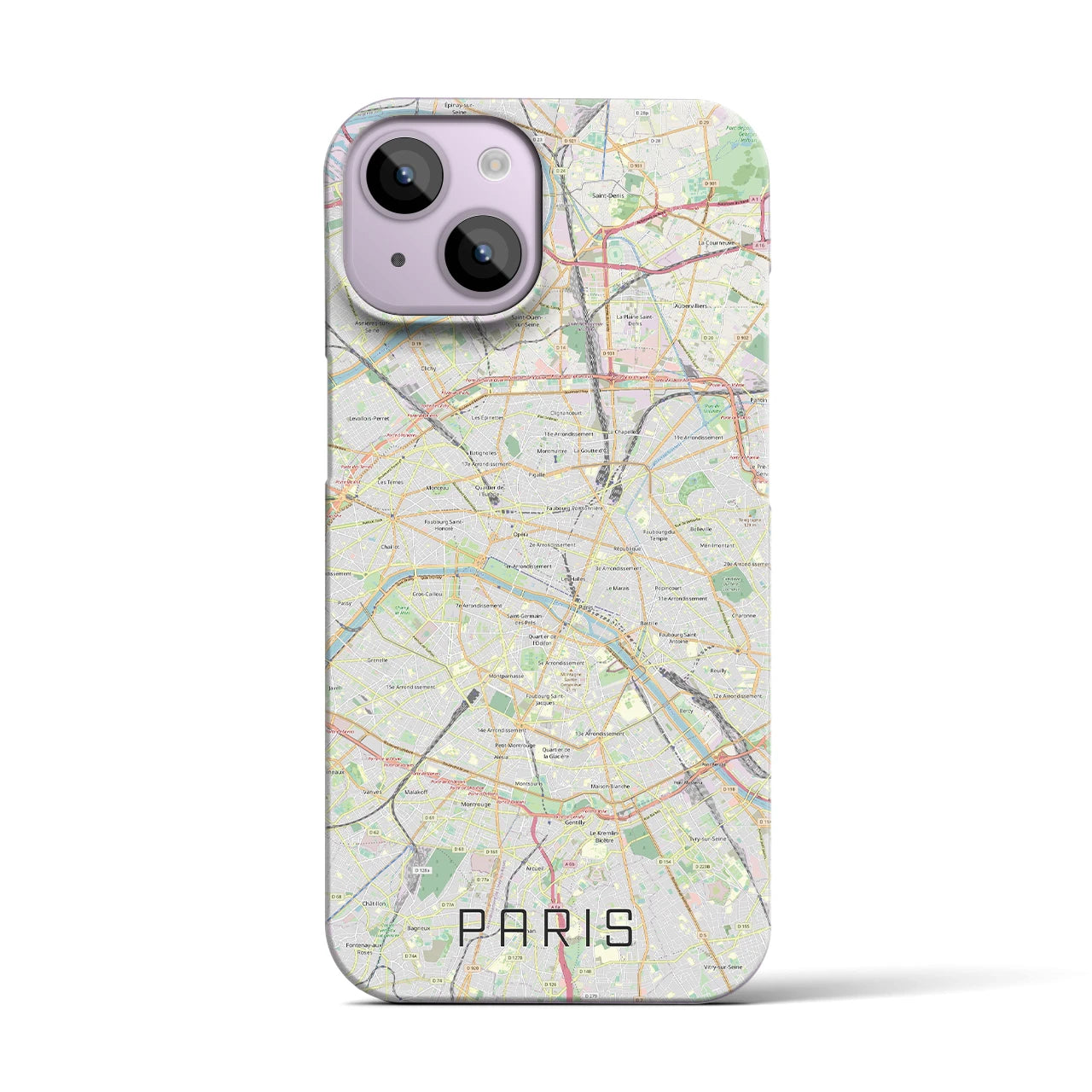 【パリ】地図柄iPhoneケース（バックカバータイプ・ナチュラル）iPhone 14 用