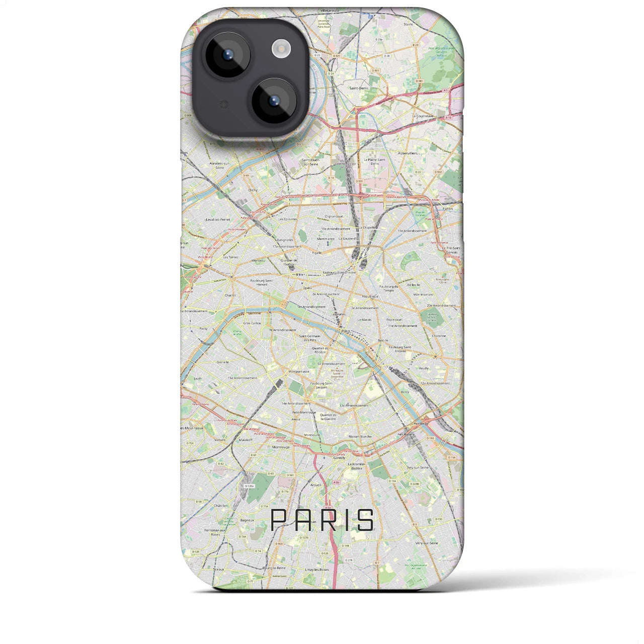 【パリ】地図柄iPhoneケース（バックカバータイプ・ナチュラル）iPhone 14 Plus 用