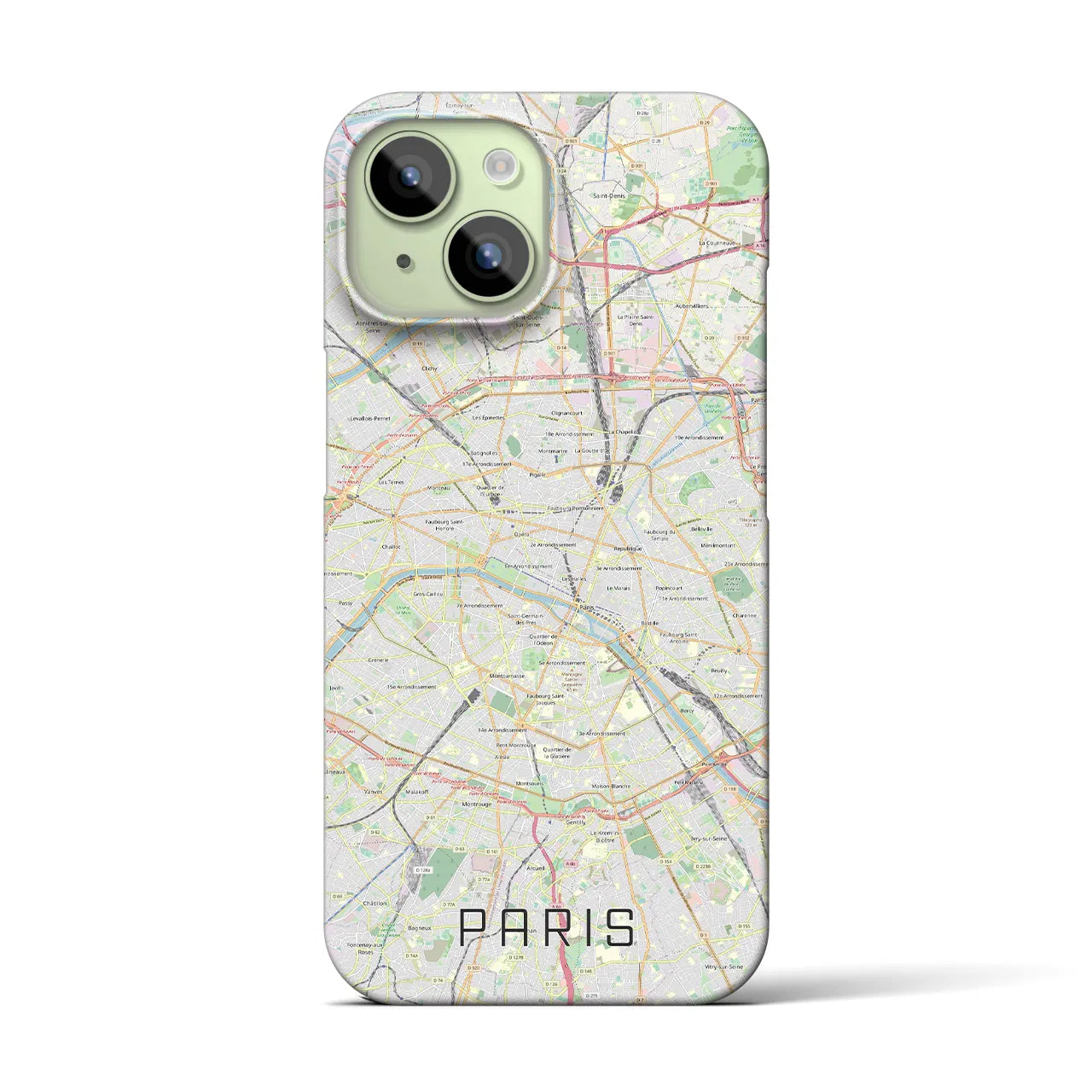 【パリ】地図柄iPhoneケース（バックカバータイプ・ナチュラル）iPhone 15 用
