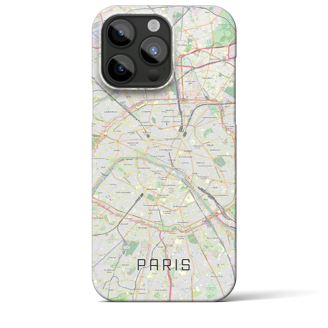【パリ】地図柄iPhoneケース（バックカバータイプ・ナチュラル）iPhone 15 Pro Max 用