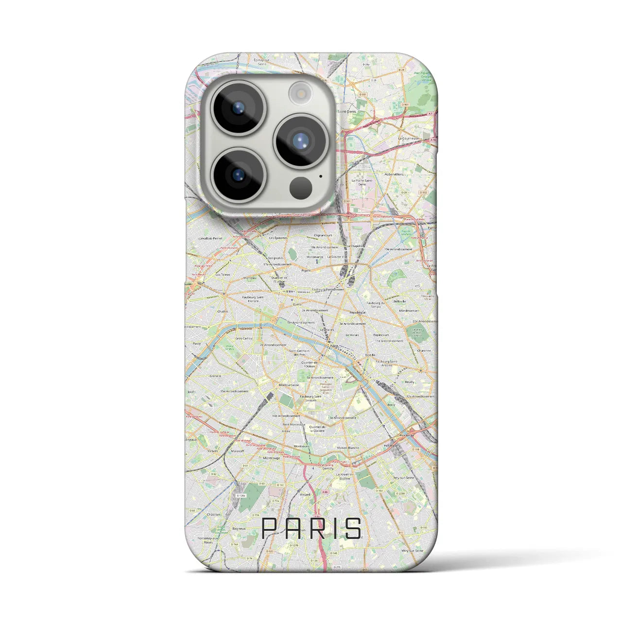 【パリ】地図柄iPhoneケース（バックカバータイプ・ナチュラル）iPhone 15 Pro 用