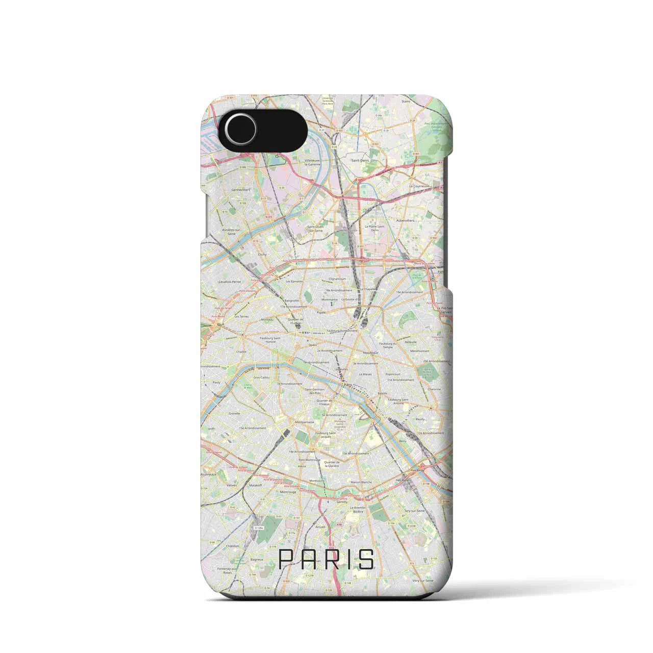 【パリ】地図柄iPhoneケース（バックカバータイプ・ナチュラル）iPhone SE（第3 / 第2世代） / 8 / 7 / 6s / 6 用