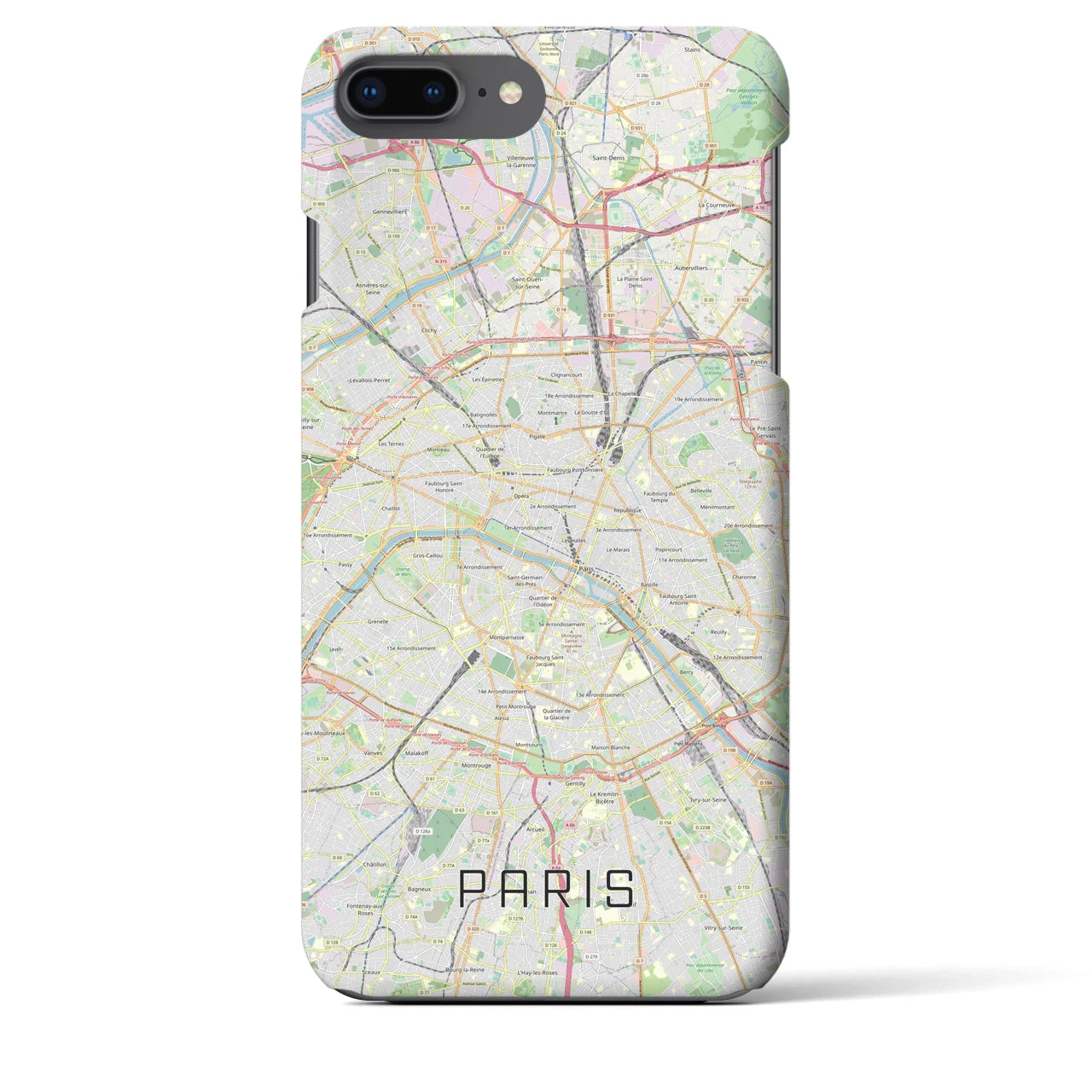 【パリ】地図柄iPhoneケース（バックカバータイプ・ナチュラル）iPhone 8Plus /7Plus / 6sPlus / 6Plus 用