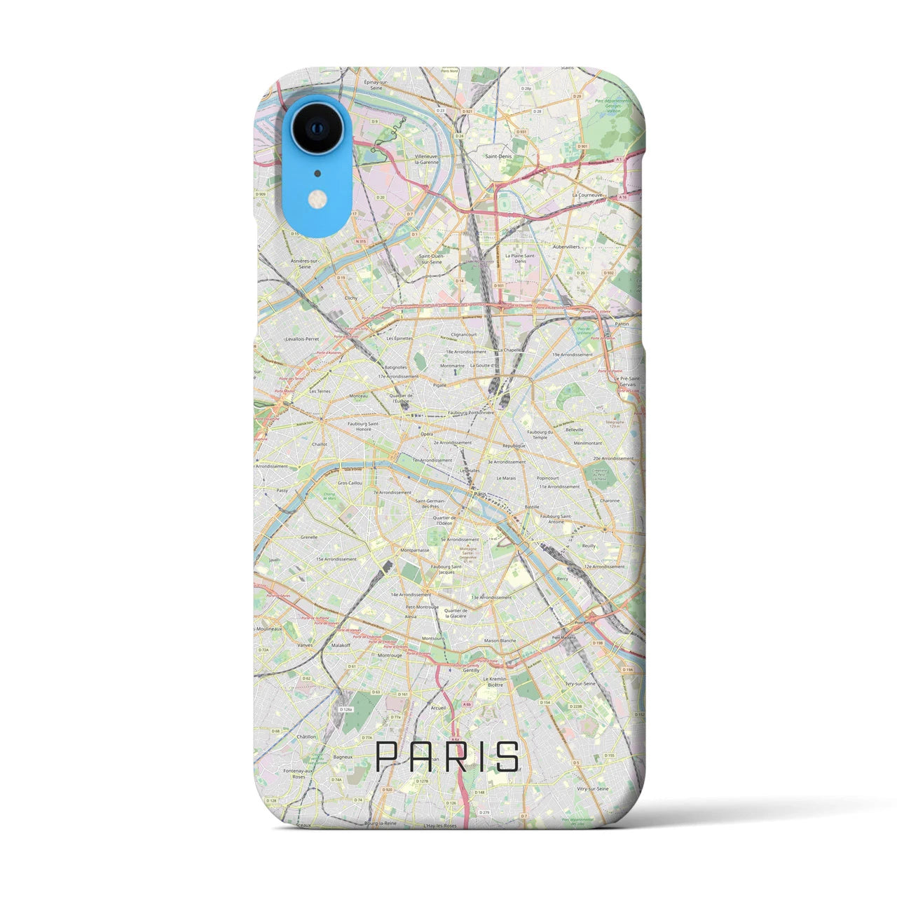 【パリ】地図柄iPhoneケース（バックカバータイプ・ナチュラル）iPhone XR 用
