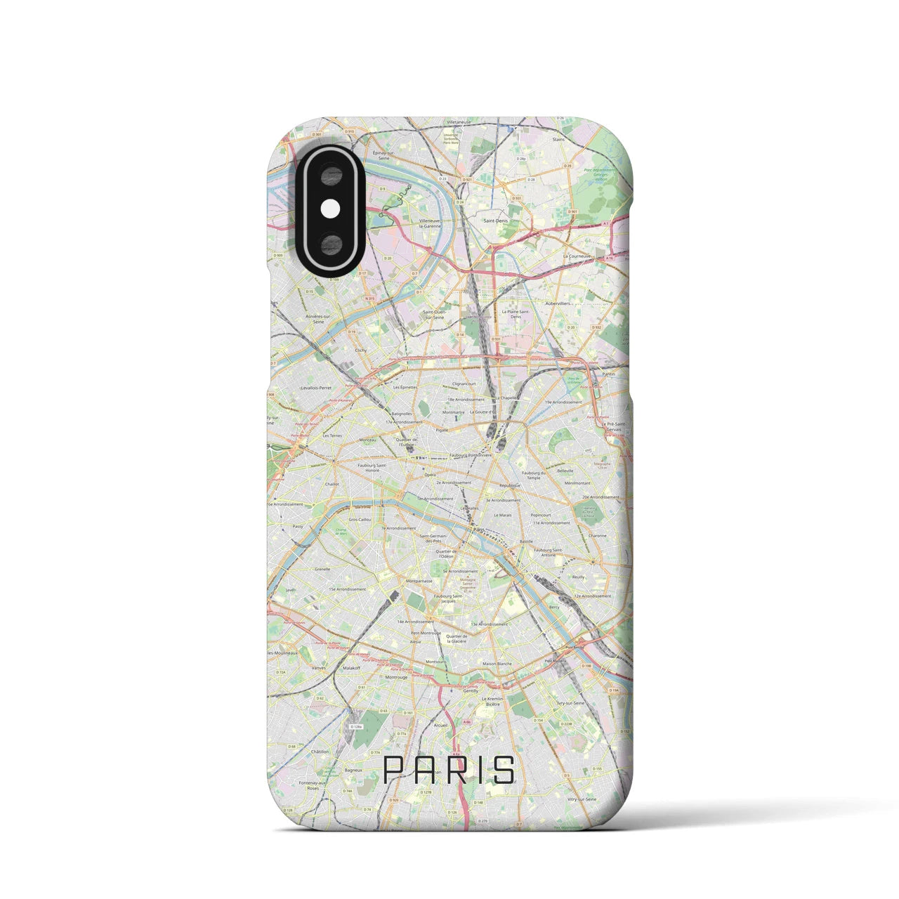 【パリ】地図柄iPhoneケース（バックカバータイプ・ナチュラル）iPhone XS / X 用
