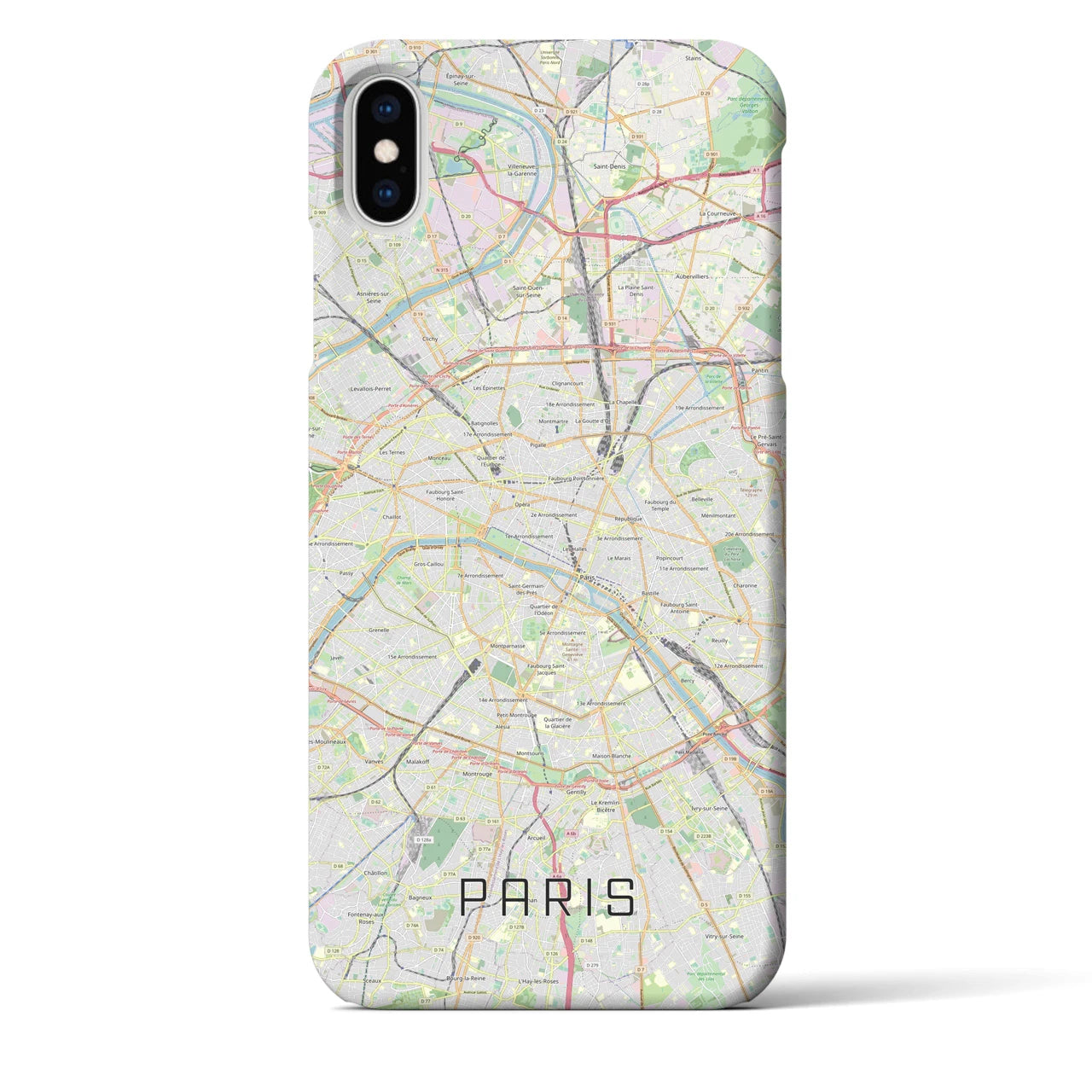 【パリ】地図柄iPhoneケース（バックカバータイプ・ナチュラル）iPhone XS Max 用