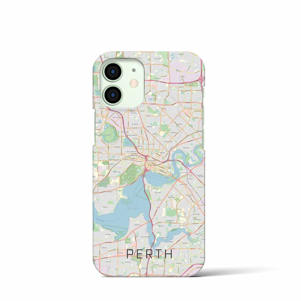 【パース】地図柄iPhoneケース（バックカバータイプ・ナチュラル）iPhone 12 mini 用