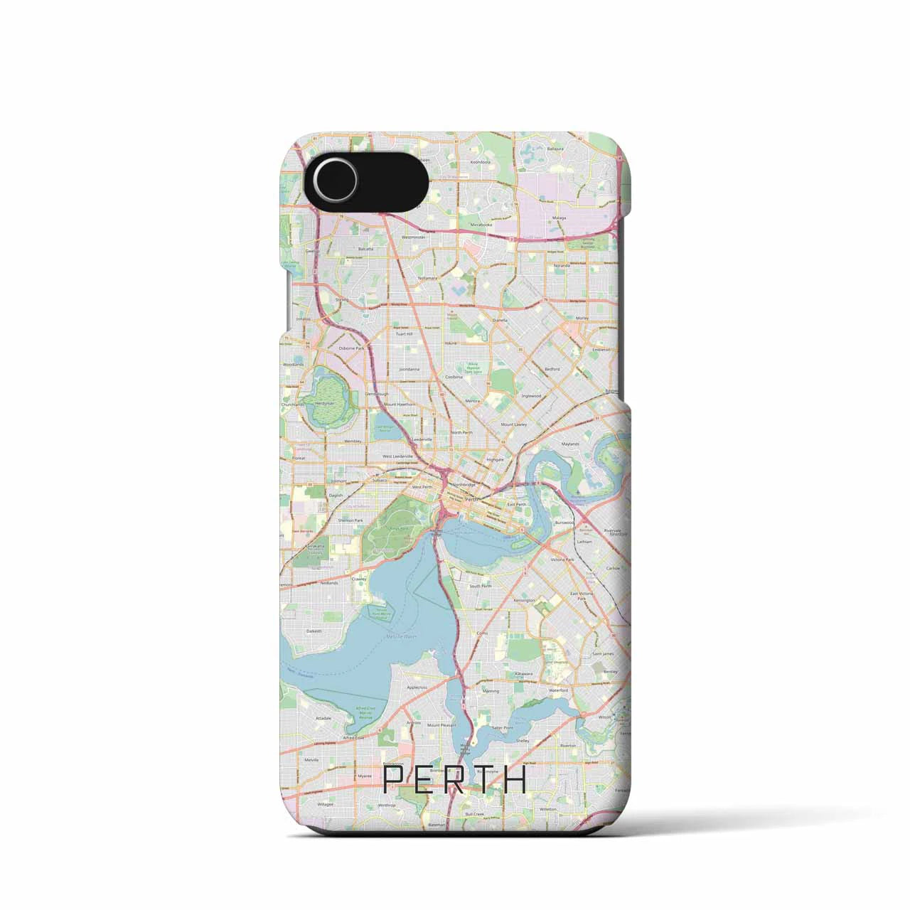 【パース】地図柄iPhoneケース（バックカバータイプ・ナチュラル）iPhone SE（第3 / 第2世代） / 8 / 7 / 6s / 6 用