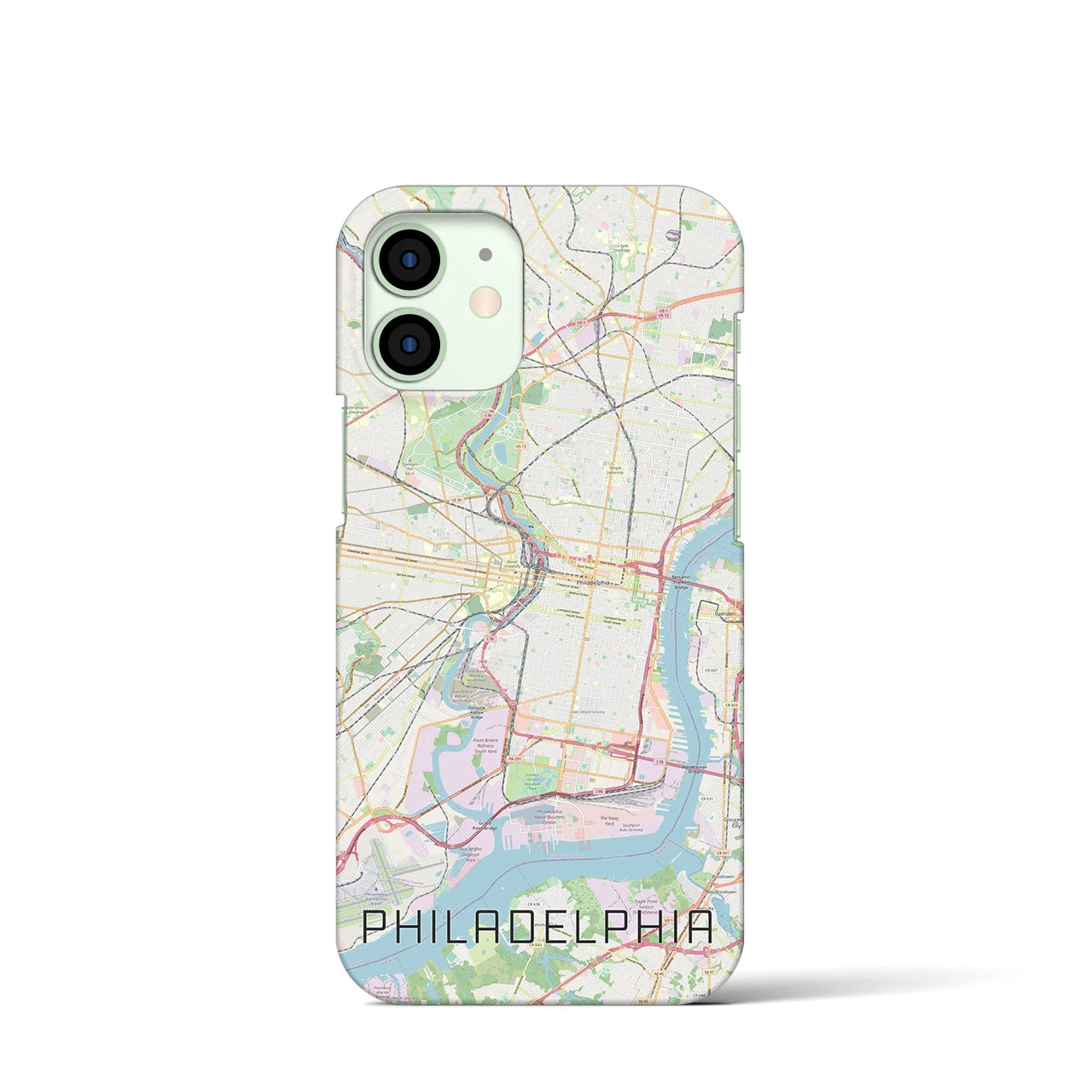 【フィラデルフィア】地図柄iPhoneケース（バックカバータイプ・ナチュラル）iPhone 12 mini 用