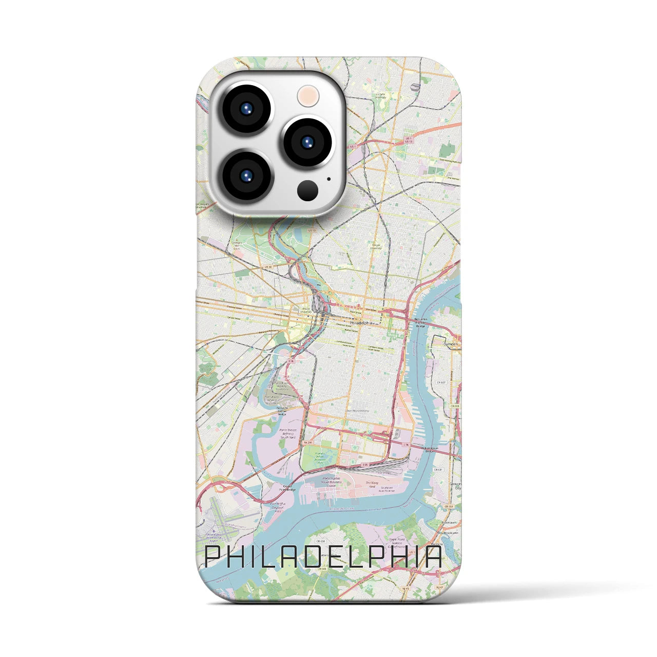 【フィラデルフィア】地図柄iPhoneケース（バックカバータイプ・ナチュラル）iPhone 13 Pro 用