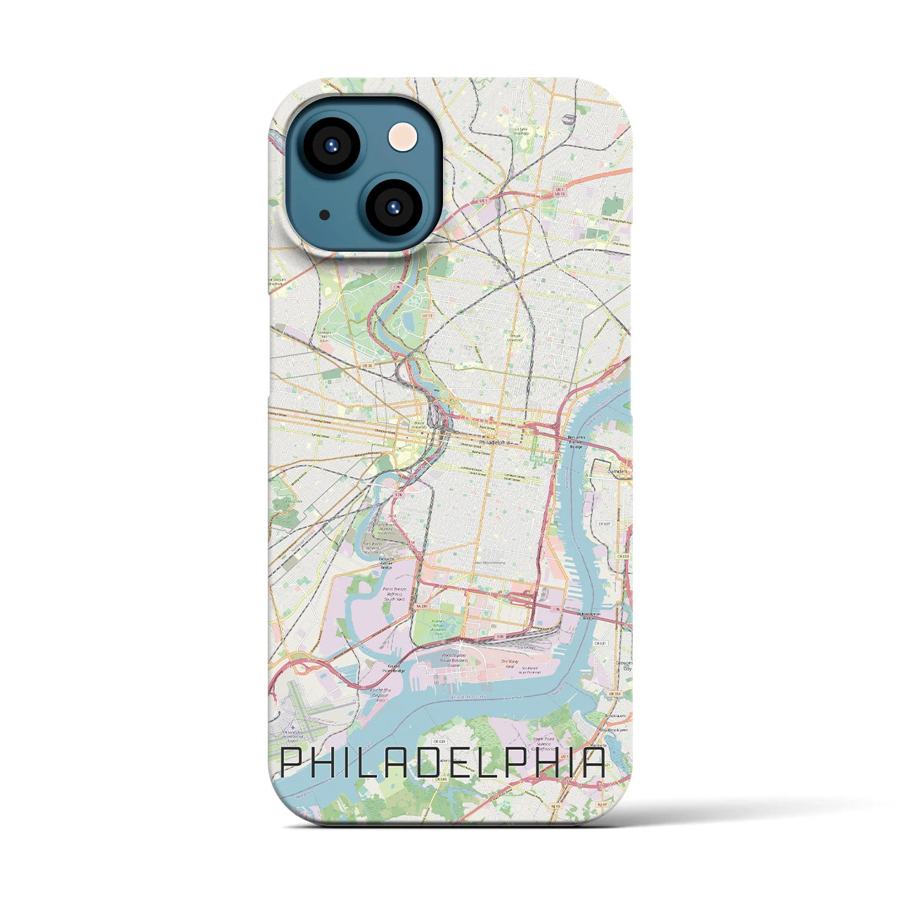 【フィラデルフィア】地図柄iPhoneケース（バックカバータイプ・ナチュラル）iPhone 13 用