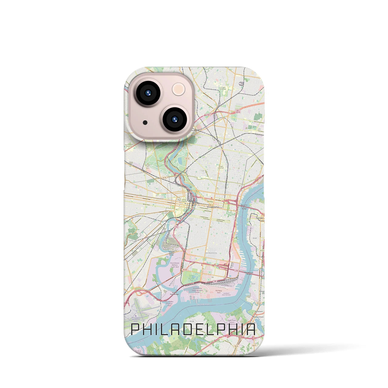 【フィラデルフィア】地図柄iPhoneケース（バックカバータイプ・ナチュラル）iPhone 13 mini 用