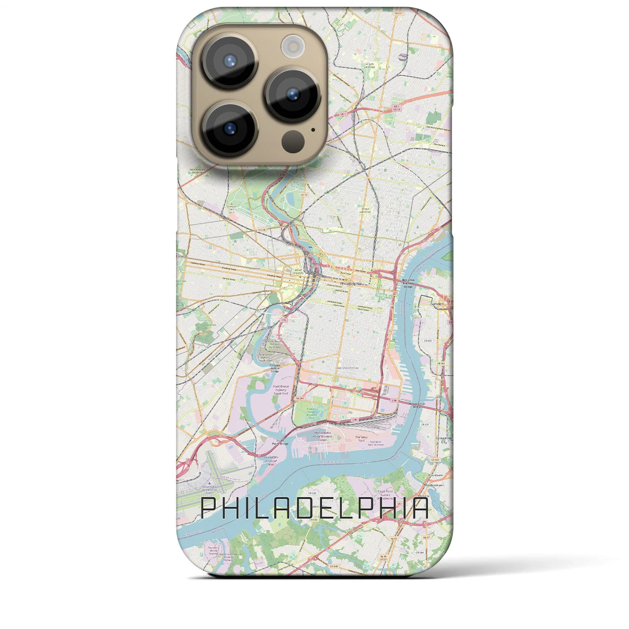 【フィラデルフィア】地図柄iPhoneケース（バックカバータイプ・ナチュラル）iPhone 14 Pro Max 用