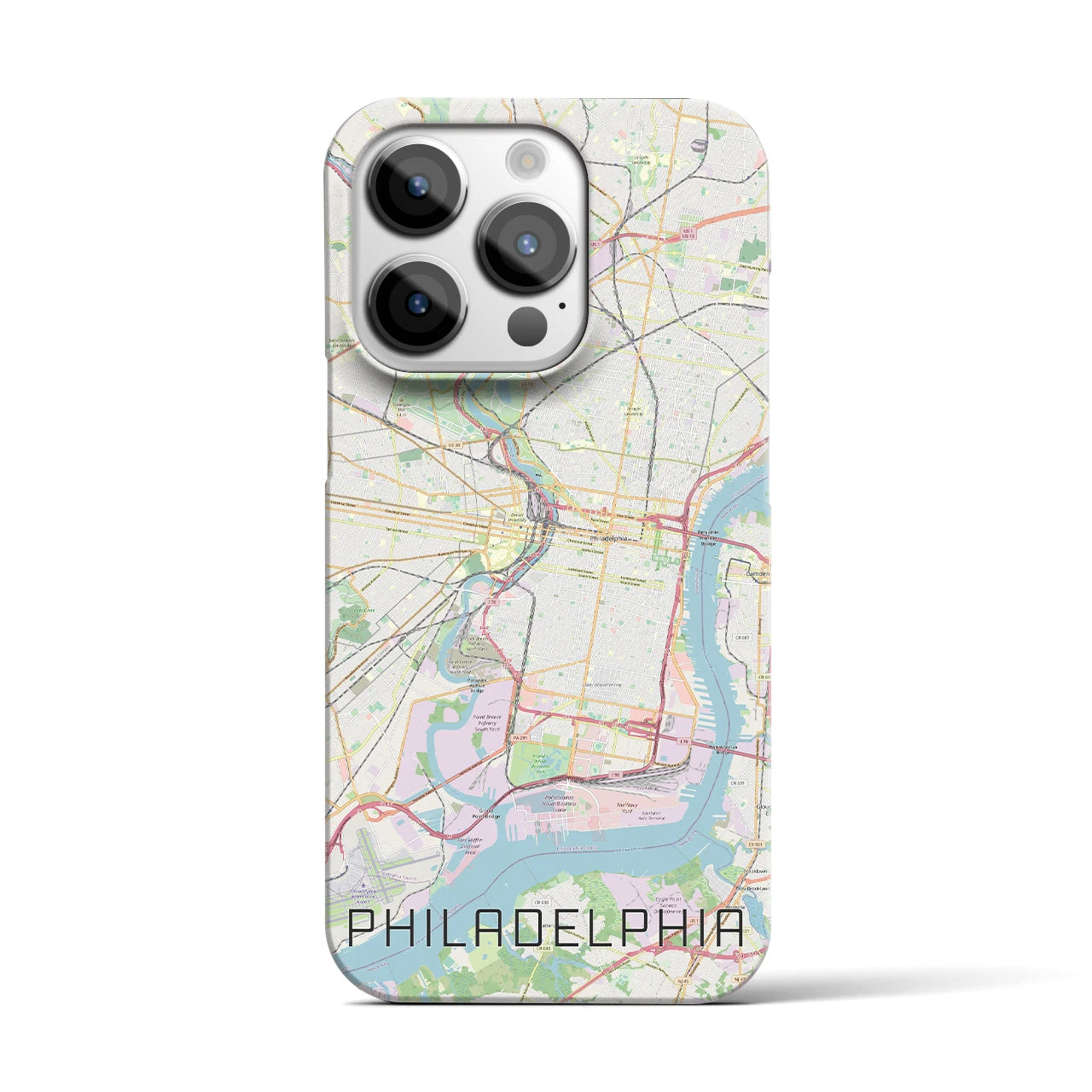 【フィラデルフィア】地図柄iPhoneケース（バックカバータイプ・ナチュラル）iPhone 14 Pro 用