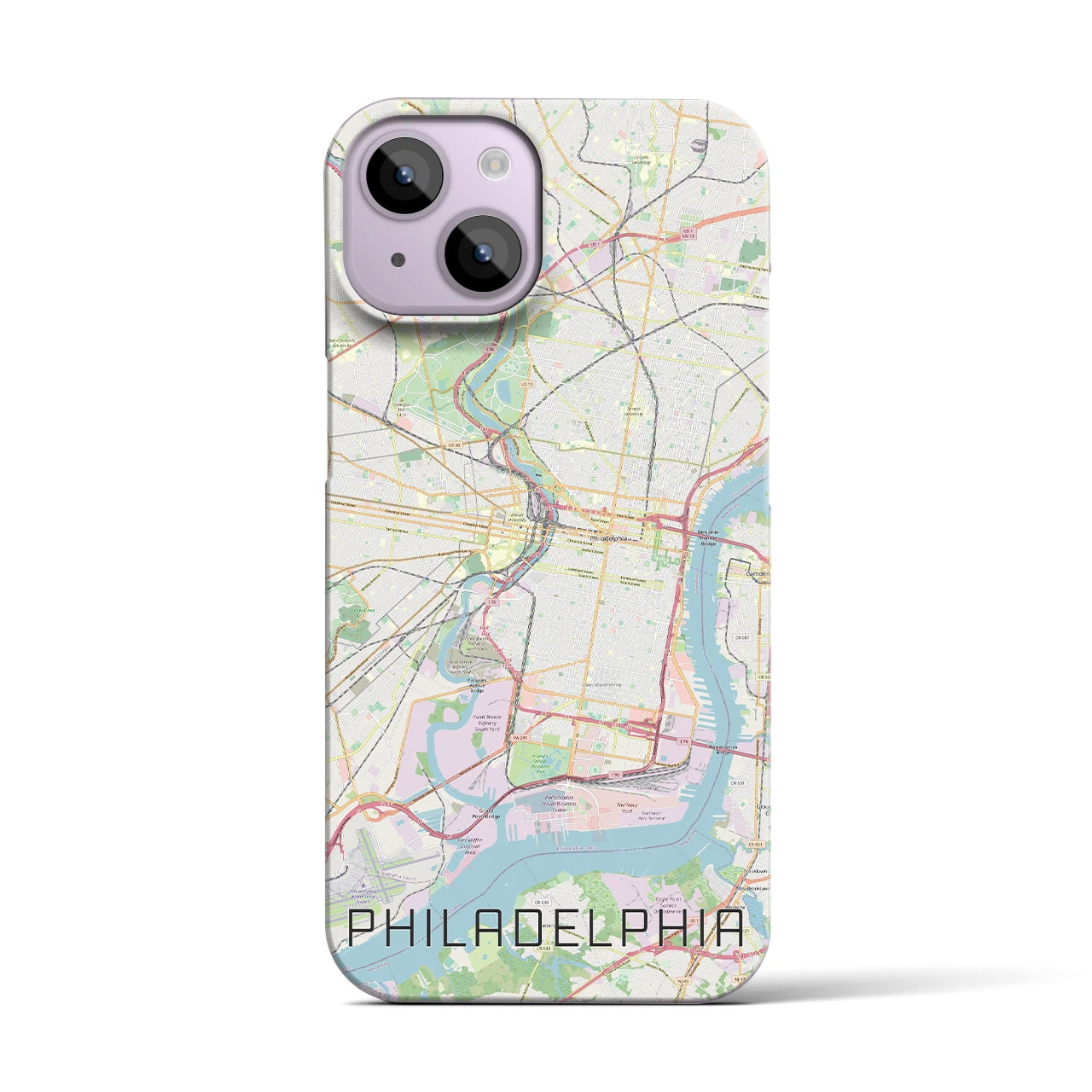 【フィラデルフィア】地図柄iPhoneケース（バックカバータイプ・ナチュラル）iPhone 14 用