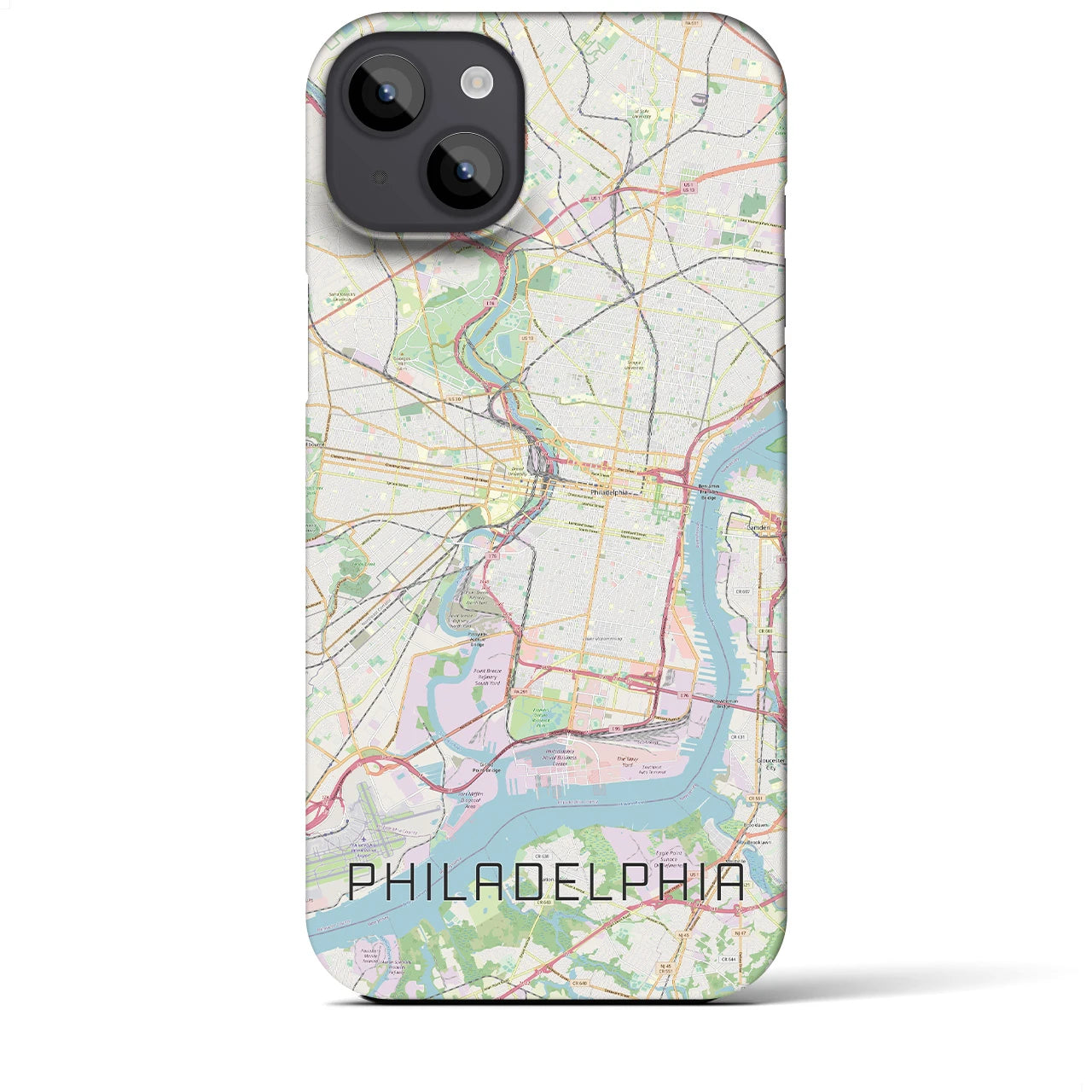 【フィラデルフィア】地図柄iPhoneケース（バックカバータイプ・ナチュラル）iPhone 14 Plus 用