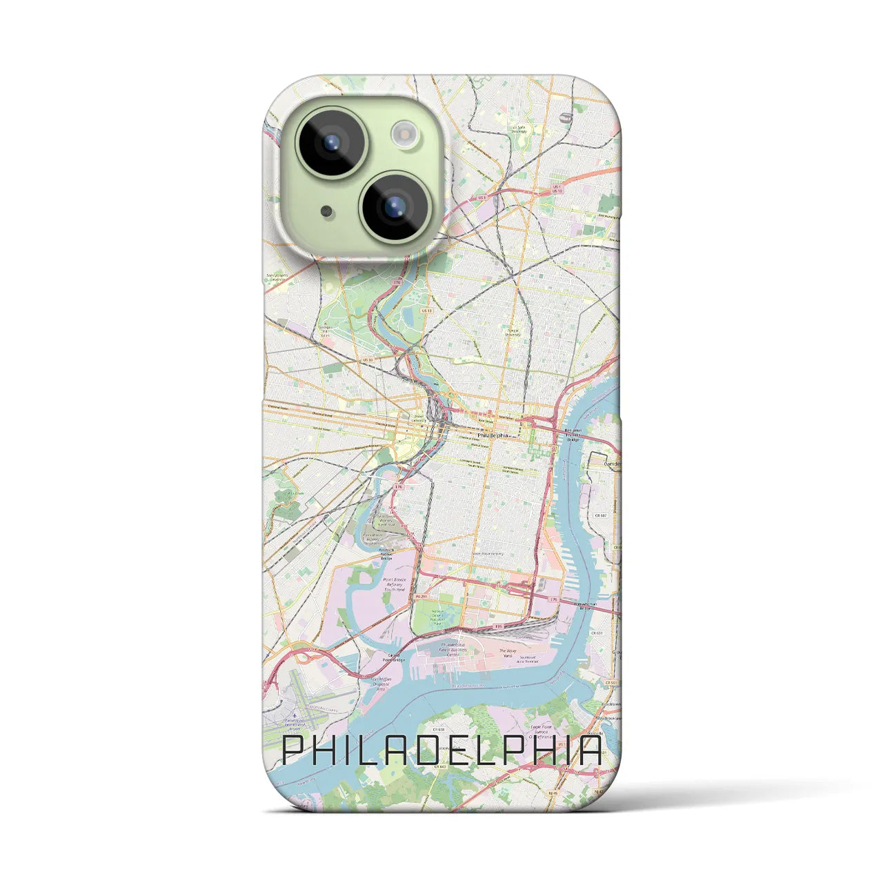 【フィラデルフィア】地図柄iPhoneケース（バックカバータイプ・ナチュラル）iPhone 15 用