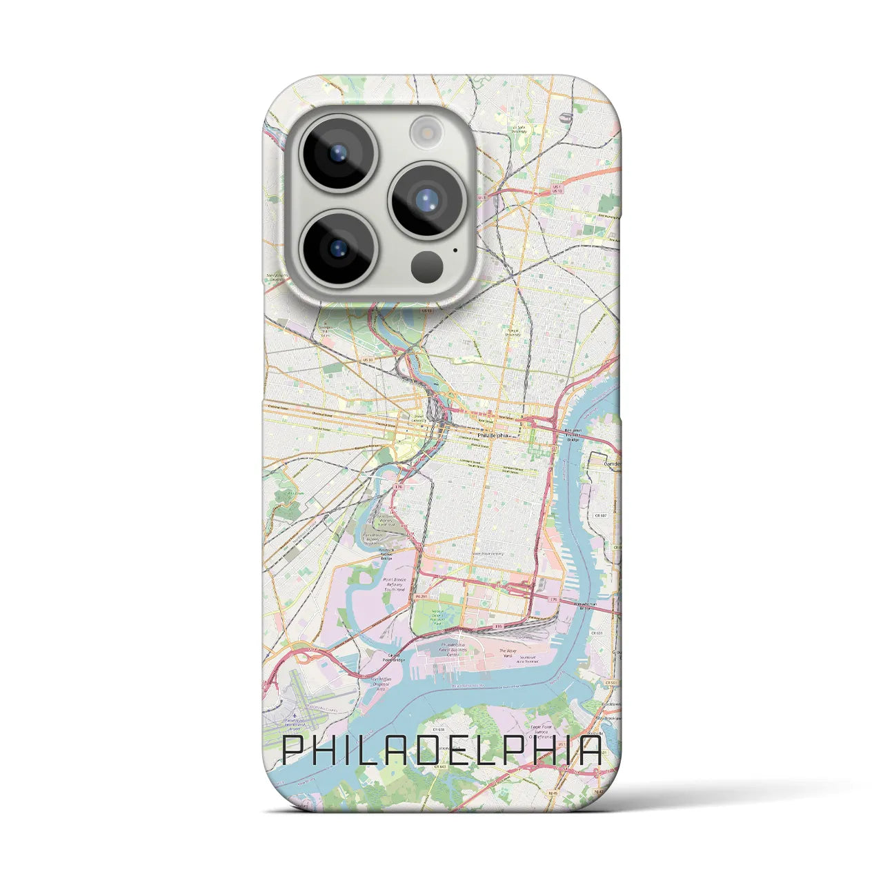 【フィラデルフィア】地図柄iPhoneケース（バックカバータイプ・ナチュラル）iPhone 15 Pro 用