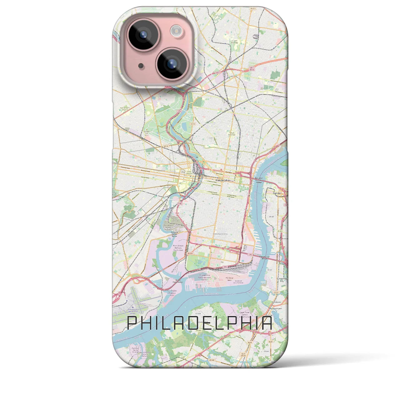 【フィラデルフィア】地図柄iPhoneケース（バックカバータイプ・ナチュラル）iPhone 15 Plus 用