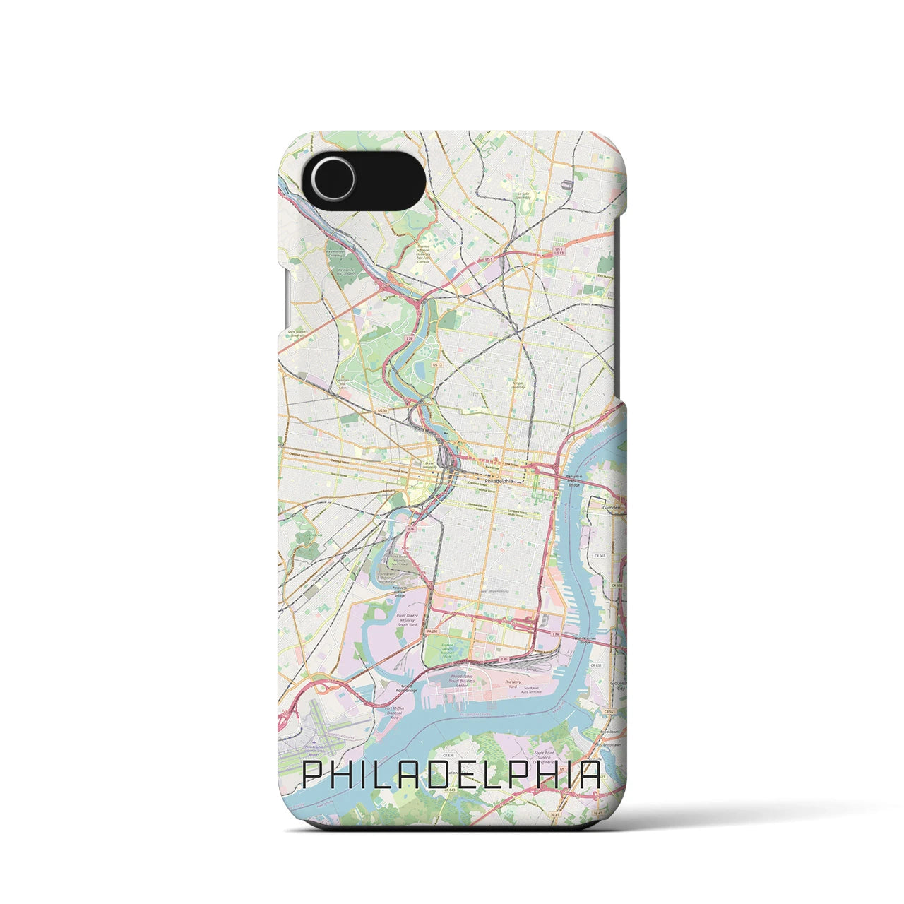 【フィラデルフィア】地図柄iPhoneケース（バックカバータイプ・ナチュラル）iPhone SE（第3 / 第2世代） / 8 / 7 / 6s / 6 用