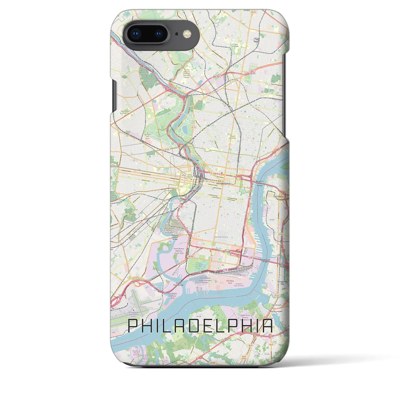 【フィラデルフィア】地図柄iPhoneケース（バックカバータイプ・ナチュラル）iPhone 8Plus /7Plus / 6sPlus / 6Plus 用