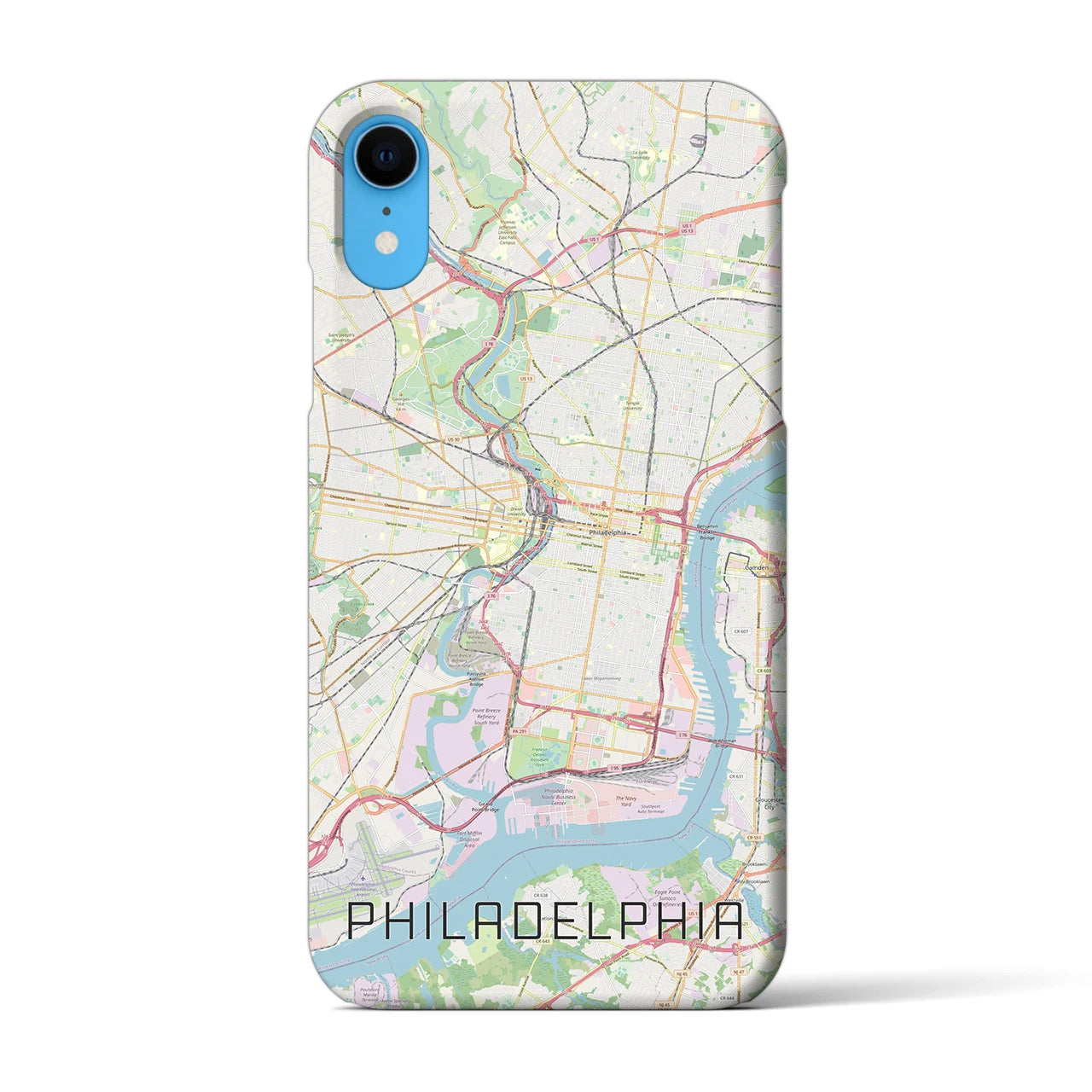 【フィラデルフィア】地図柄iPhoneケース（バックカバータイプ・ナチュラル）iPhone XR 用