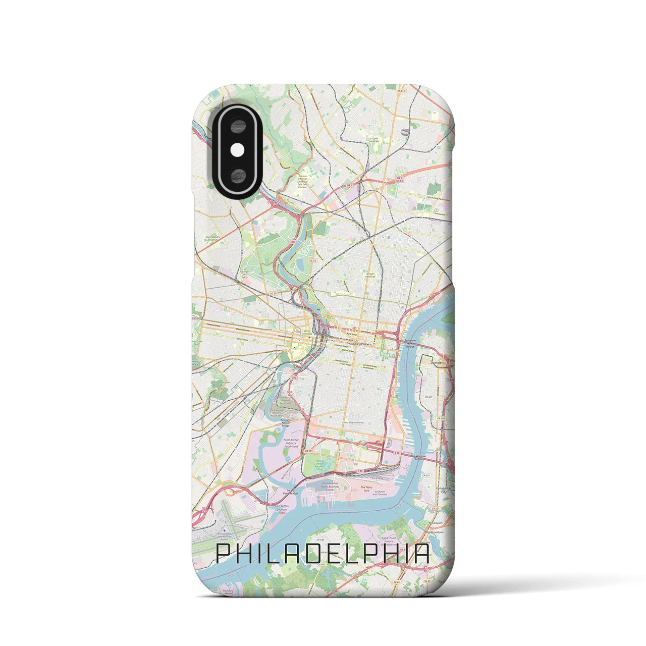 【フィラデルフィア】地図柄iPhoneケース（バックカバータイプ・ナチュラル）iPhone XS / X 用