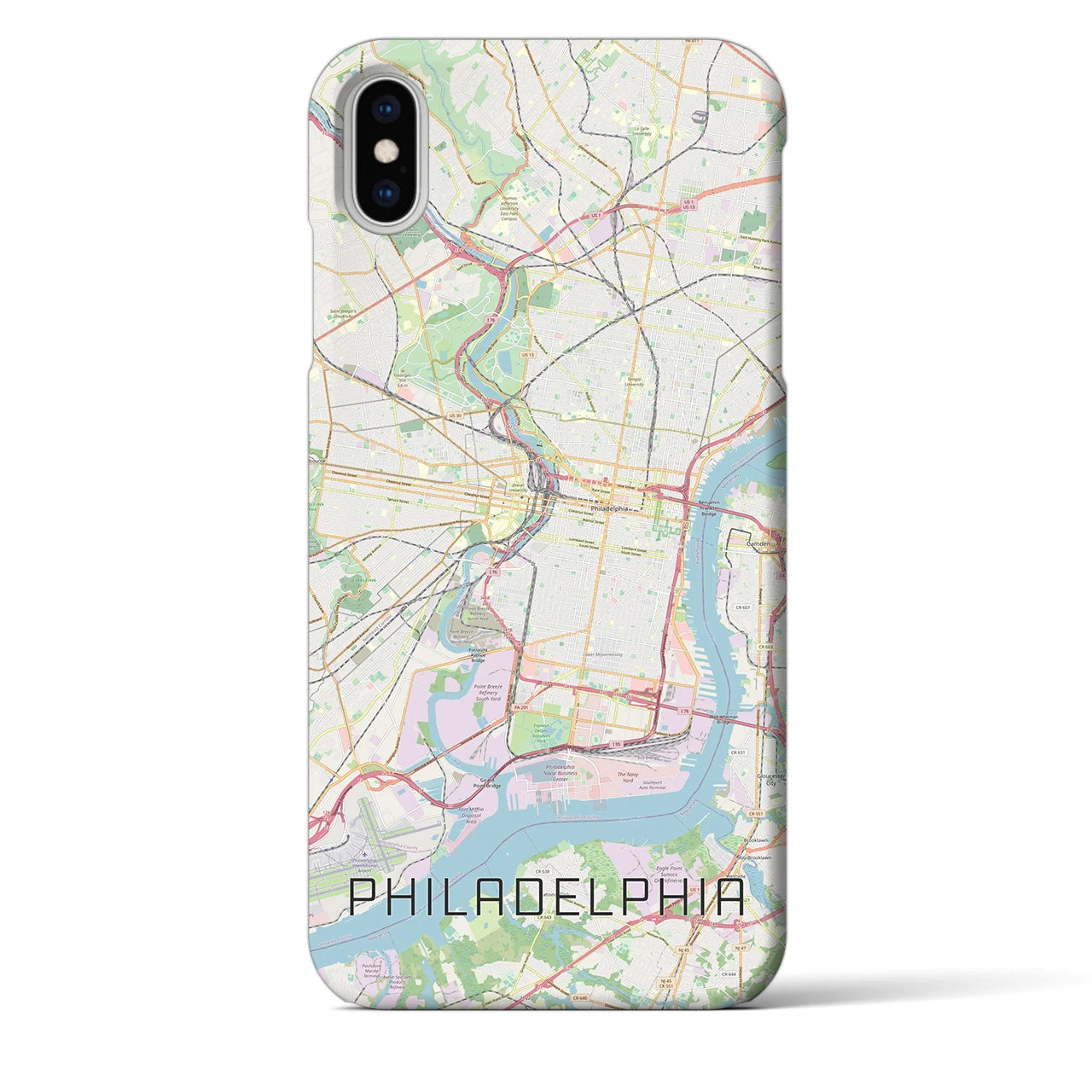 【フィラデルフィア】地図柄iPhoneケース（バックカバータイプ・ナチュラル）iPhone XS Max 用