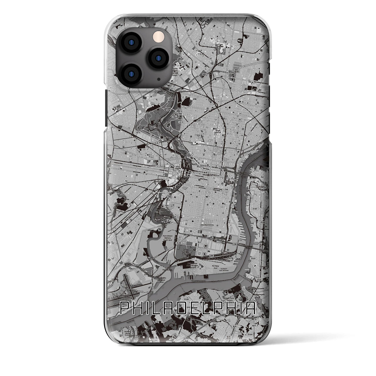 【フィラデルフィア】地図柄iPhoneケース（クリアタイプ・モノトーン）iPhone 11 Pro Max 用