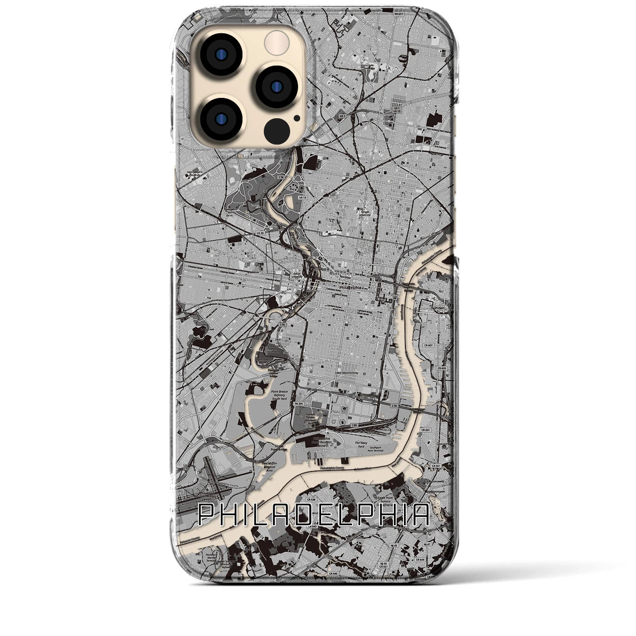 【フィラデルフィア】地図柄iPhoneケース（クリアタイプ・モノトーン）iPhone 12 Pro Max 用