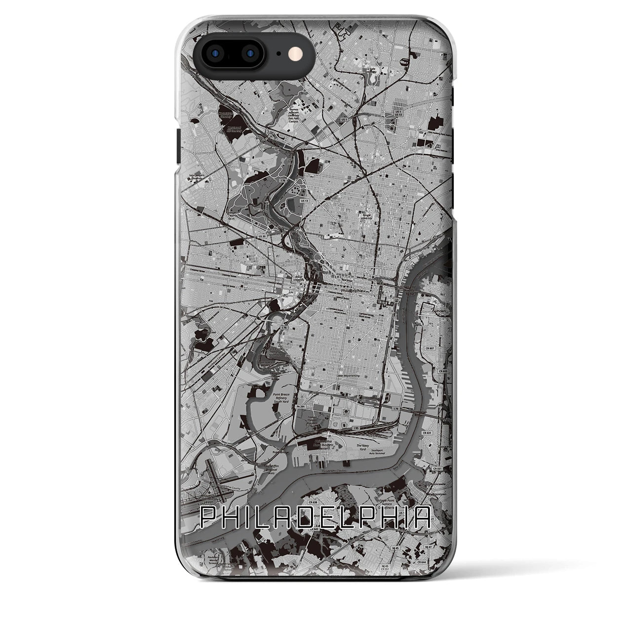 【フィラデルフィア】地図柄iPhoneケース（クリアタイプ・モノトーン）iPhone 8Plus /7Plus / 6sPlus / 6Plus 用