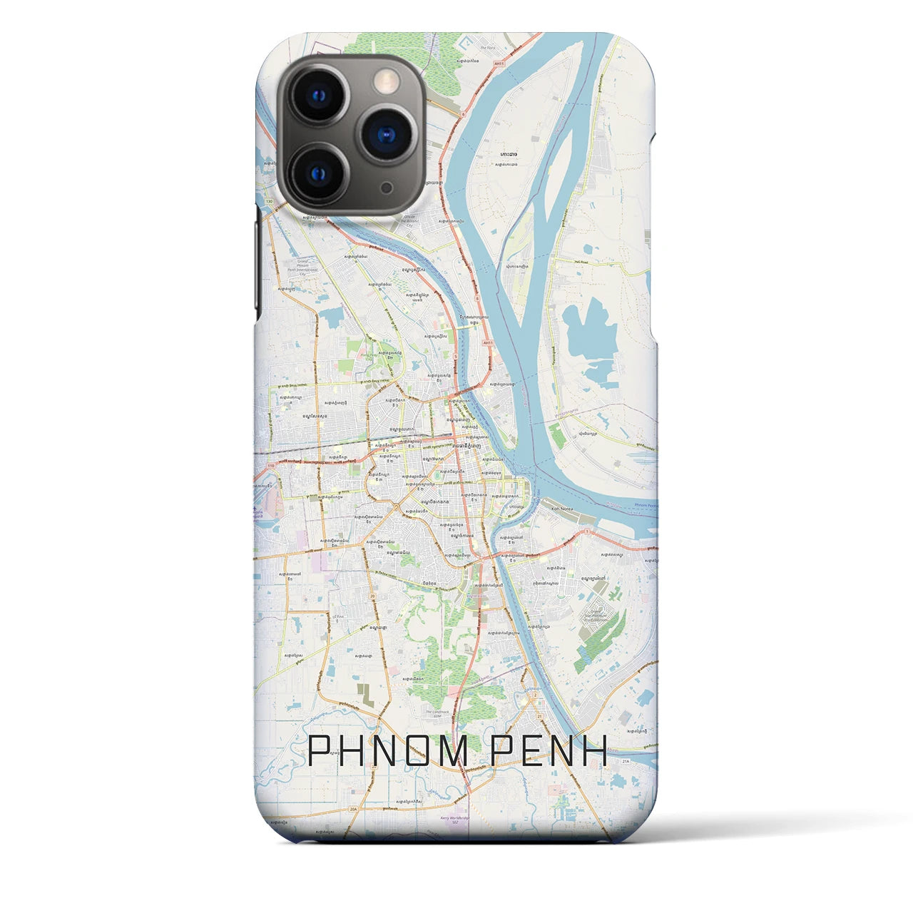 【プノンペン】地図柄iPhoneケース（バックカバータイプ・ナチュラル）iPhone 11 Pro Max 用