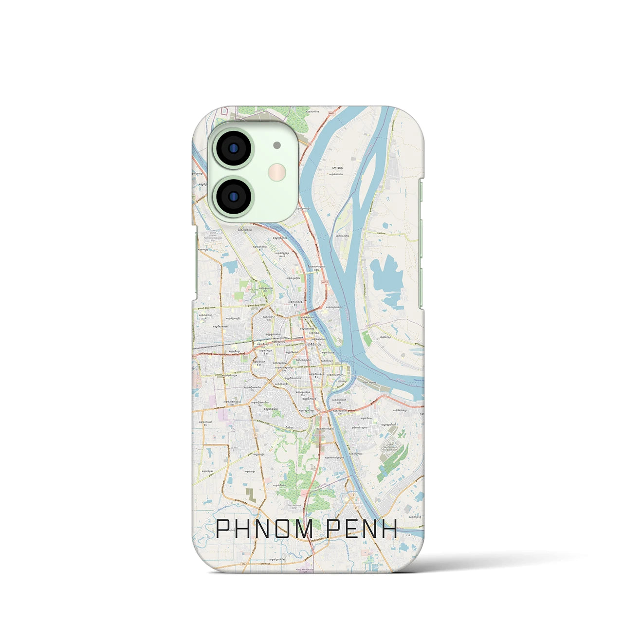 【プノンペン】地図柄iPhoneケース（バックカバータイプ・ナチュラル）iPhone 12 mini 用