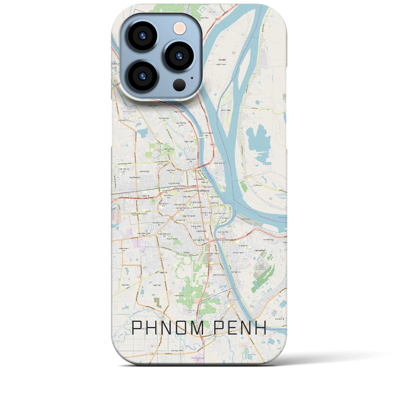 【プノンペン】地図柄iPhoneケース（バックカバータイプ・ナチュラル）iPhone 13 Pro Max 用