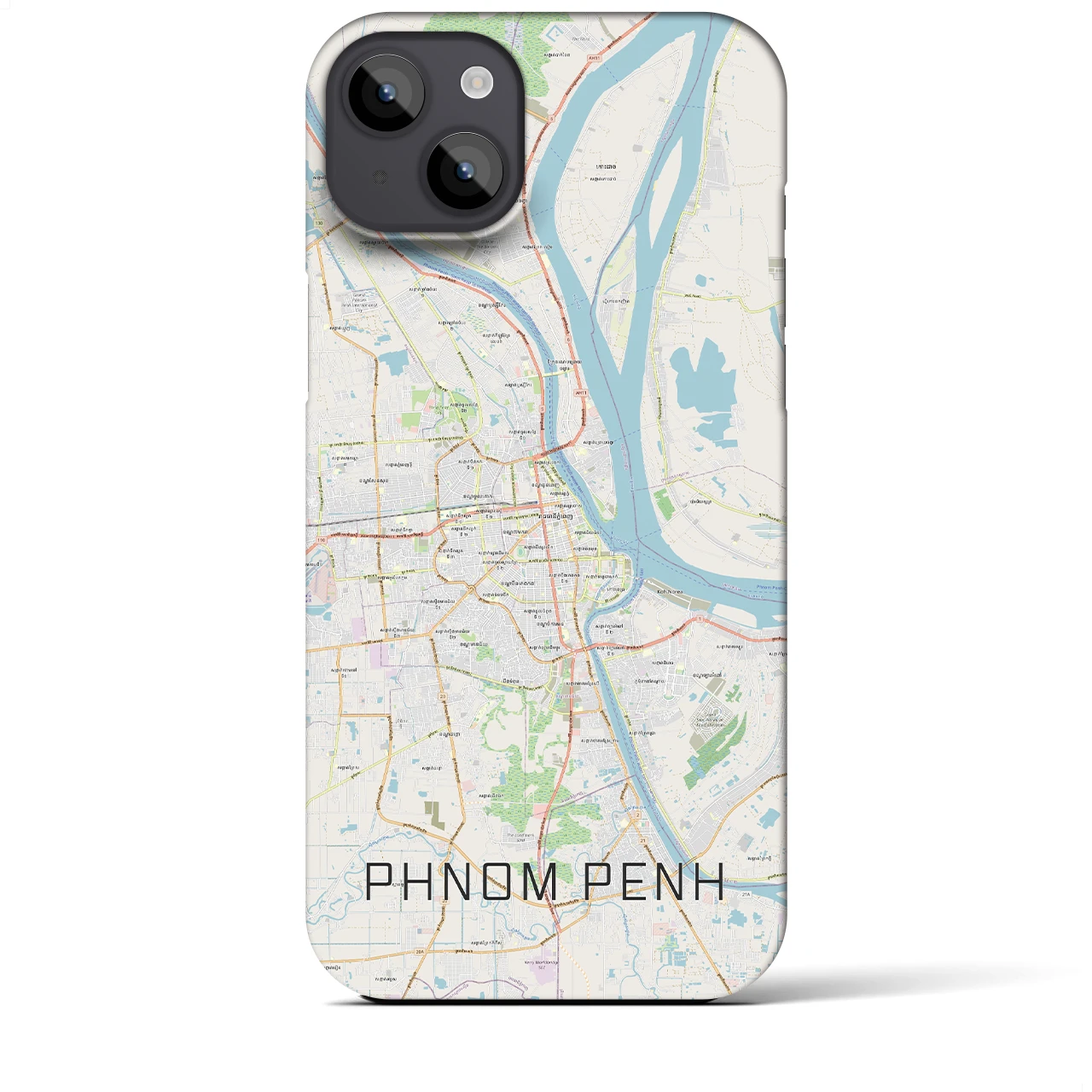 【プノンペン】地図柄iPhoneケース（バックカバータイプ・ナチュラル）iPhone 14 Plus 用