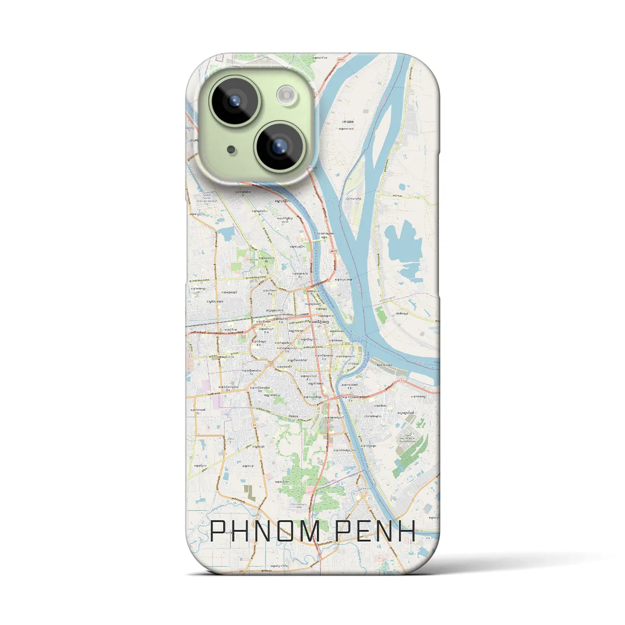 【プノンペン】地図柄iPhoneケース（バックカバータイプ・ナチュラル）iPhone 15 用