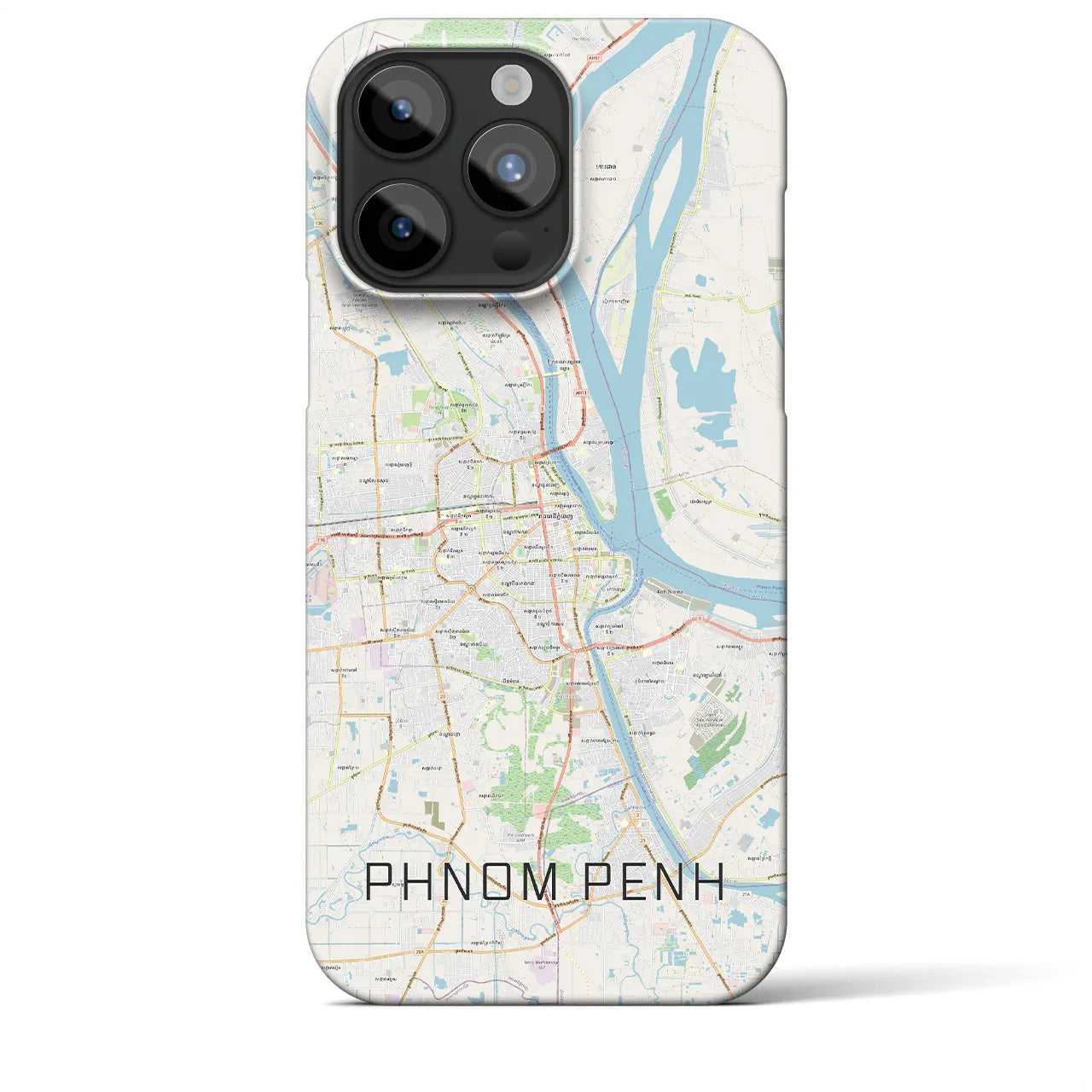 【プノンペン】地図柄iPhoneケース（バックカバータイプ・ナチュラル）iPhone 15 Pro Max 用