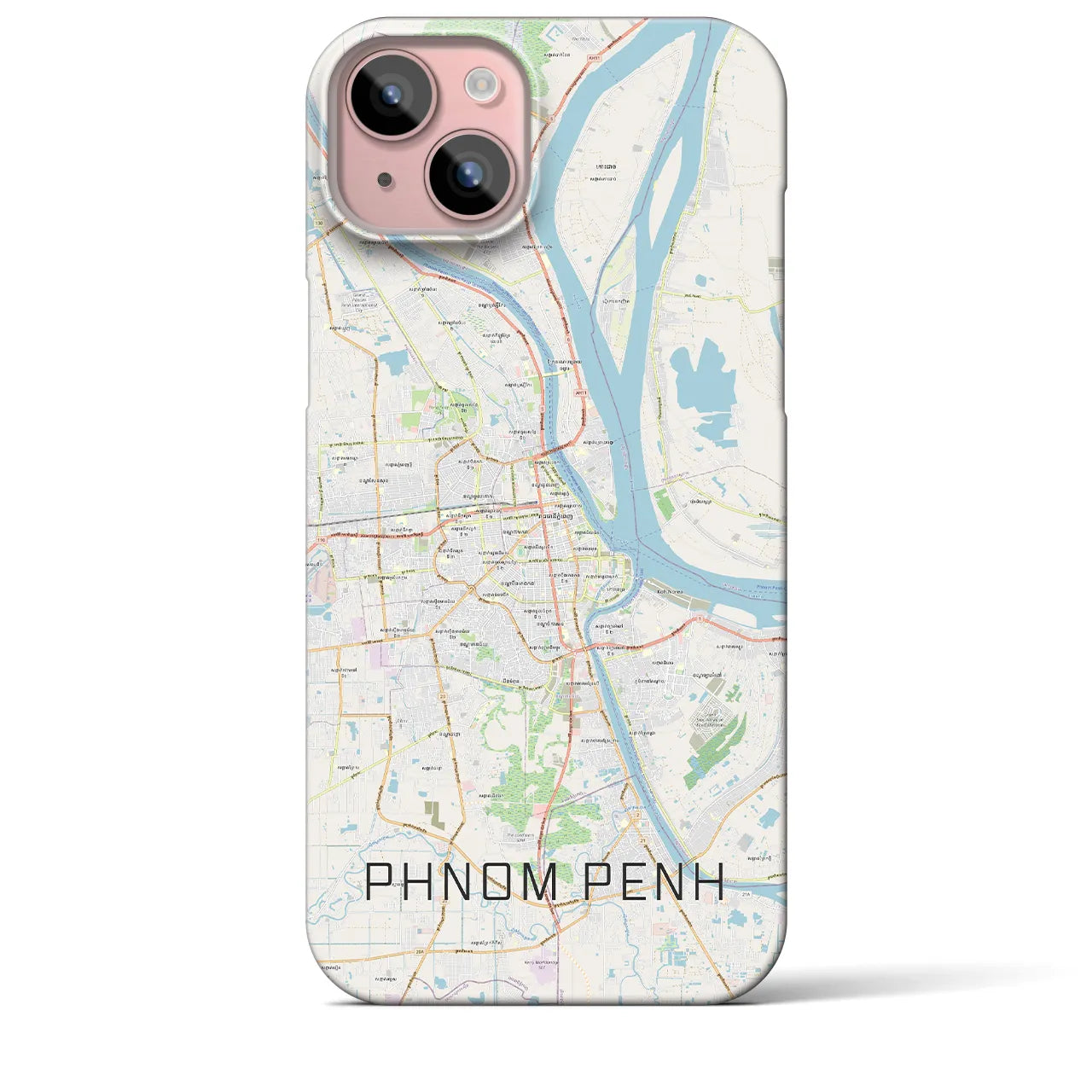 【プノンペン】地図柄iPhoneケース（バックカバータイプ・ナチュラル）iPhone 15 Plus 用