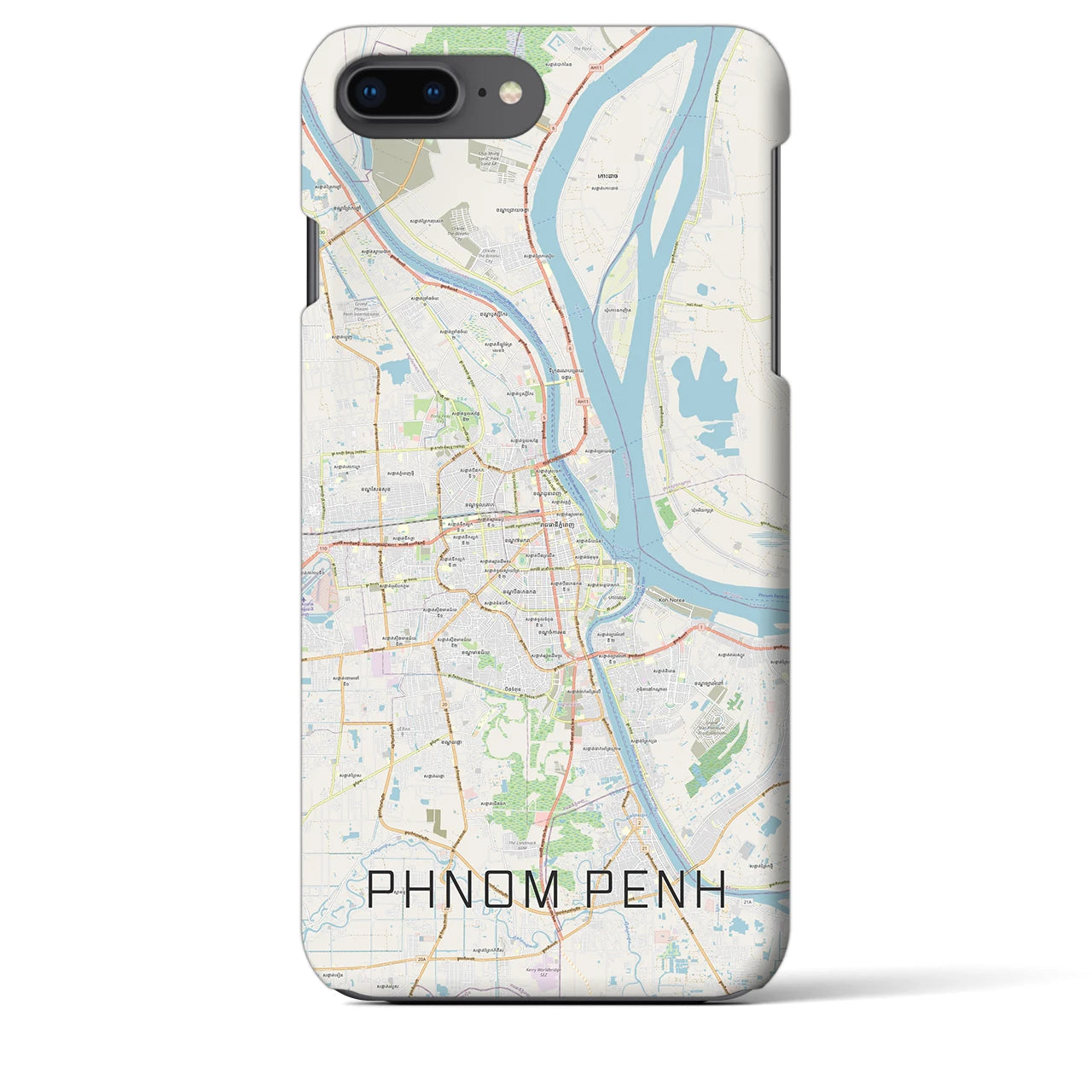 【プノンペン】地図柄iPhoneケース（バックカバータイプ・ナチュラル）iPhone 8Plus /7Plus / 6sPlus / 6Plus 用