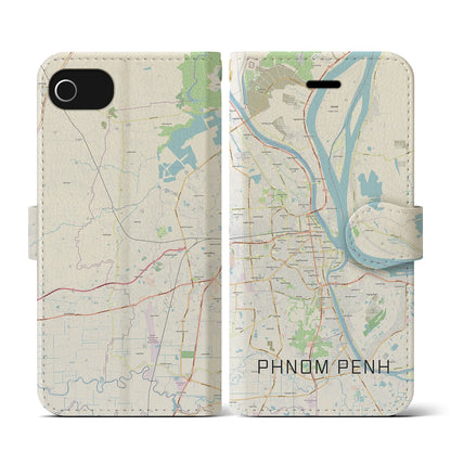 【プノンペン（カンボジア）】地図柄iPhoneケース（手帳タイプ）ナチュラル・iPhone SE（第3 / 第2世代） / 8 / 7 / 6s / 6 用