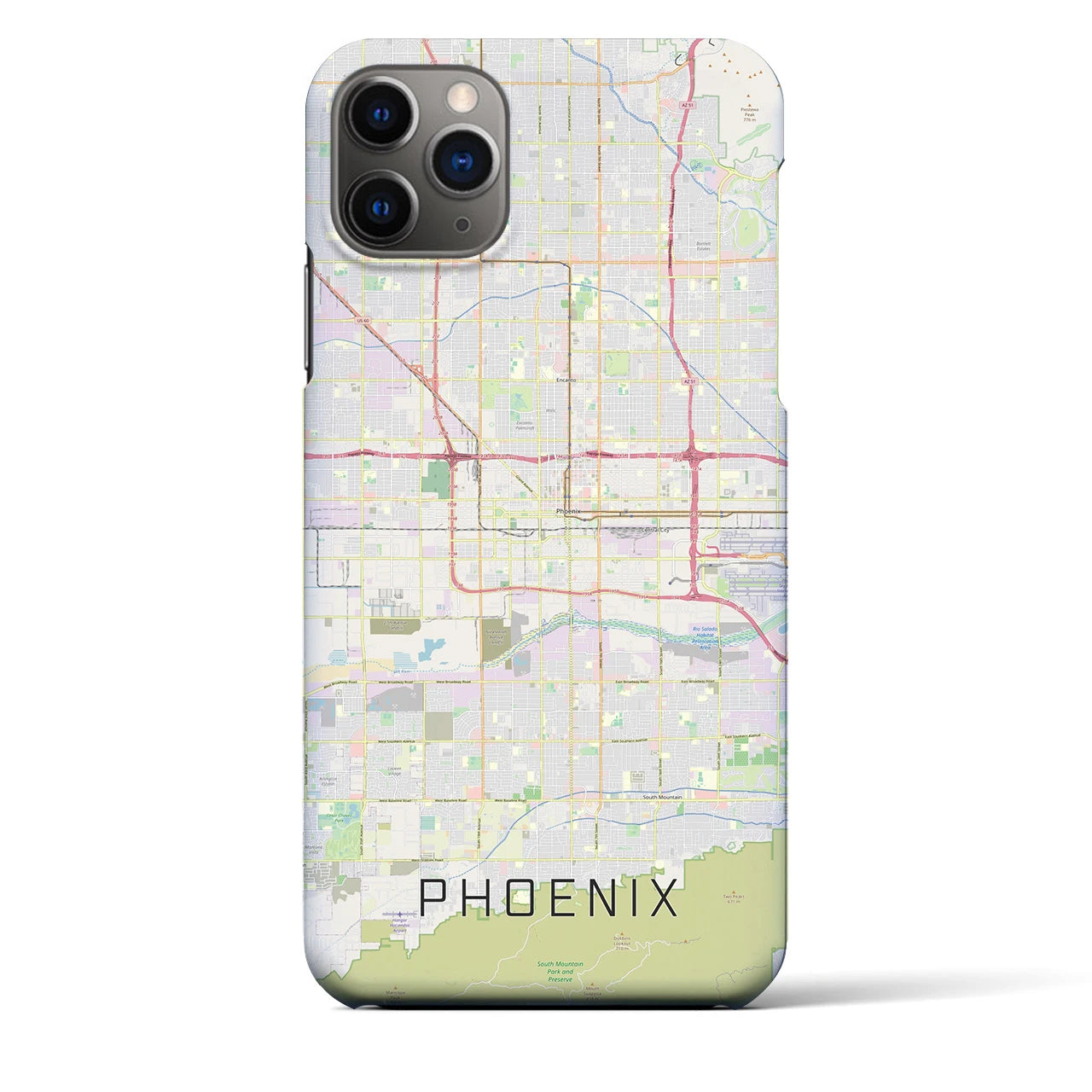 【フェニックス】地図柄iPhoneケース（バックカバータイプ・ナチュラル）iPhone 11 Pro Max 用