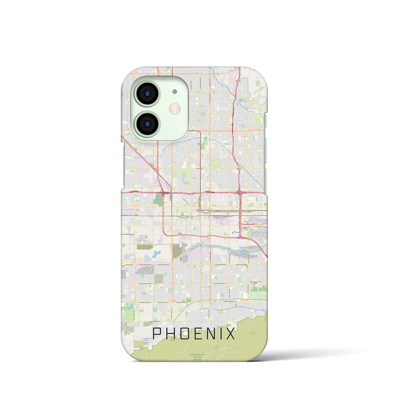 【フェニックス】地図柄iPhoneケース（バックカバータイプ・ナチュラル）iPhone 12 mini 用